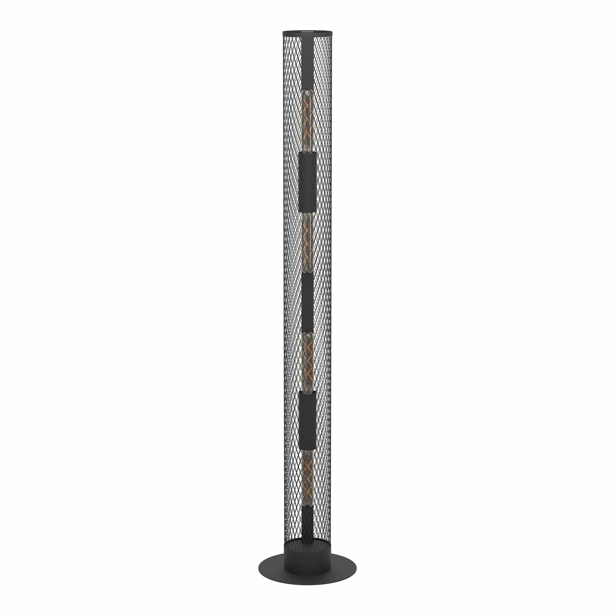 EGLO Lampa podłogowa Redcliffe, 4 płomienna lampa podłogowa industrialna | lampa podłogowa z metalu w kolorze czarnym, lampa do salonu, lampa z przełącznikiem stopniowym, E27