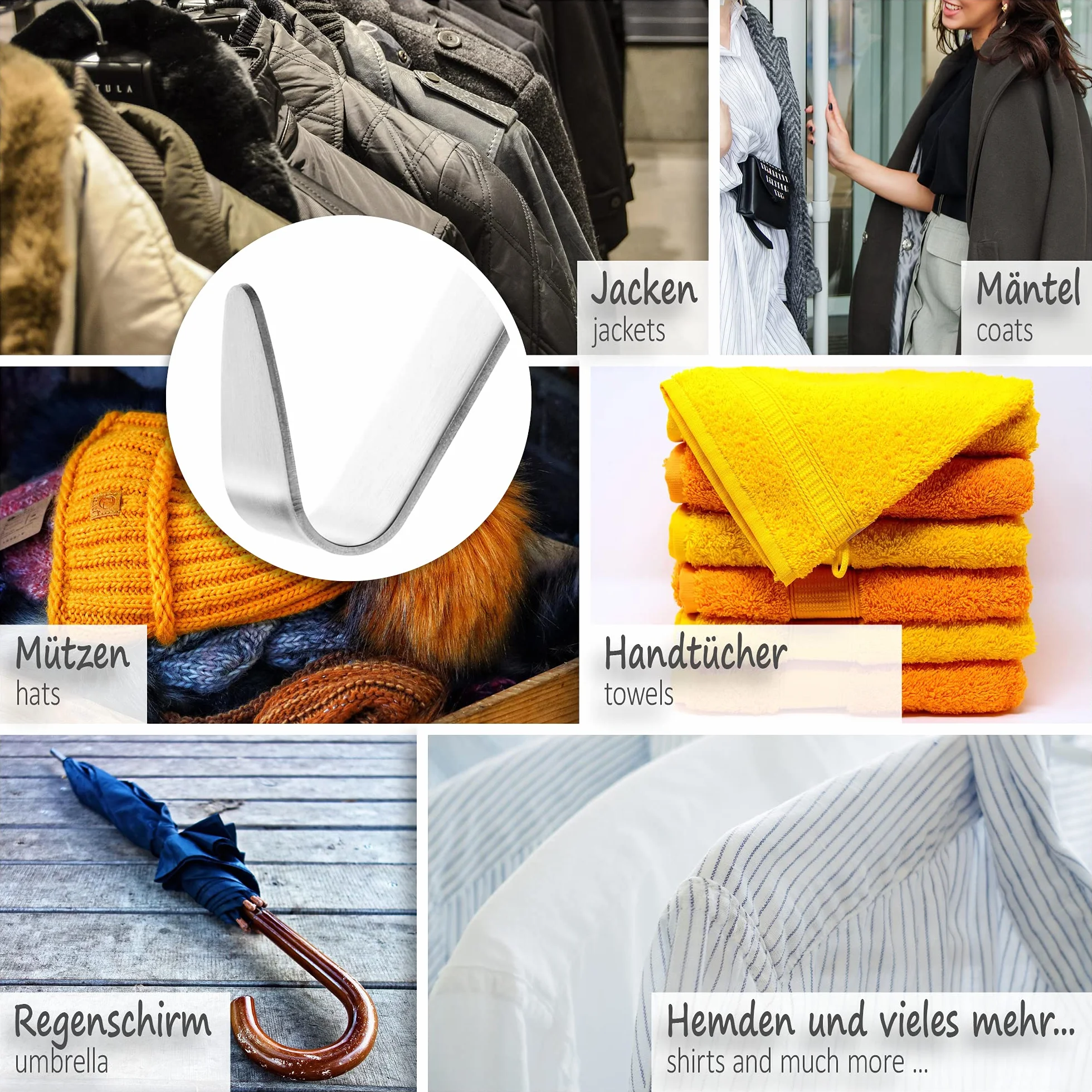 COM-FOUR® 4x Haczyki na Drzwi ze Stali Nierdzewnej - 27 cm do Wienców i Dekoracji - Wieszaki na Drzwi i Ubrania do Wewnątrz