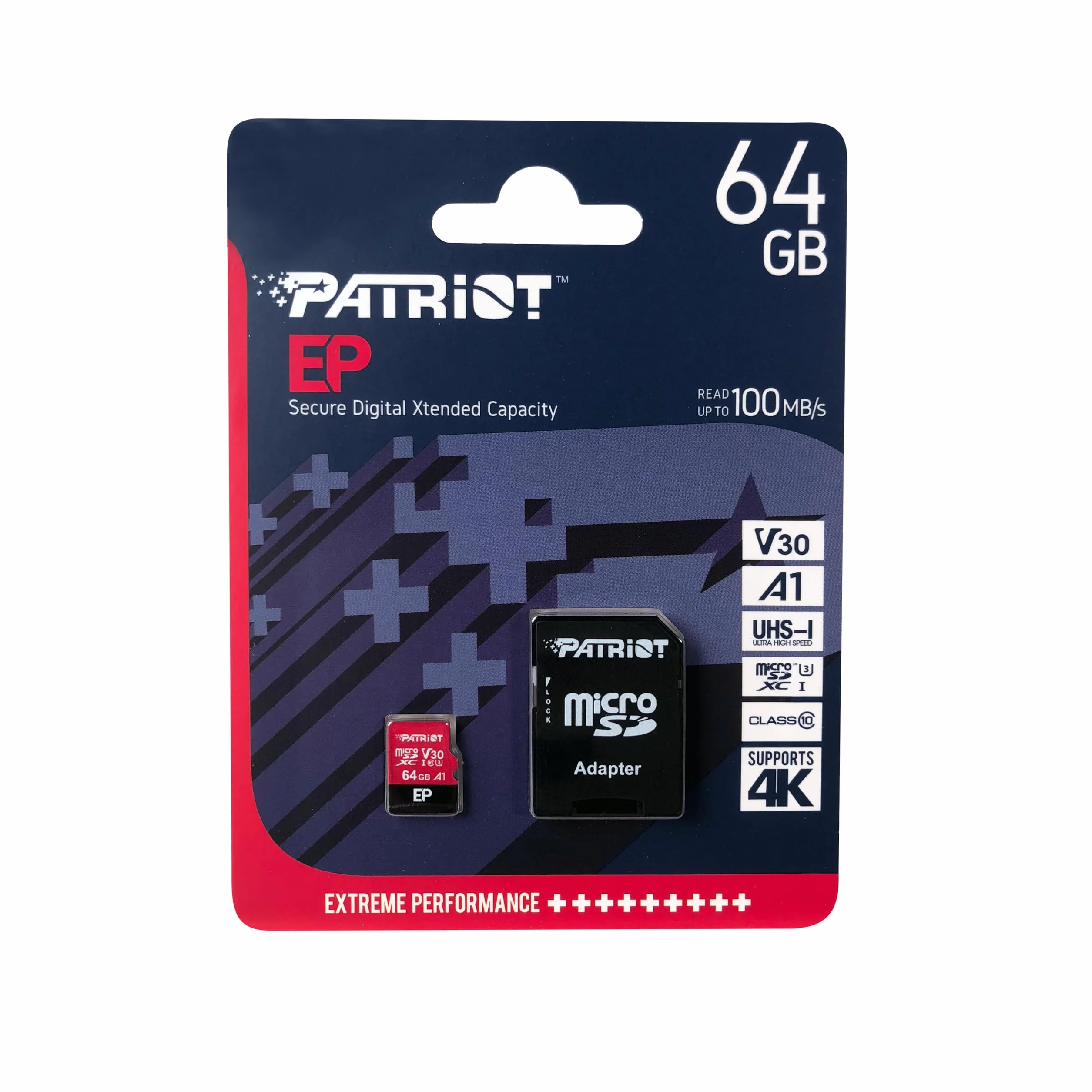 Patriot Memory PEF64GEP31MCX Karta Pamięci Microsd, Czarny/Czerwony, 64 GB