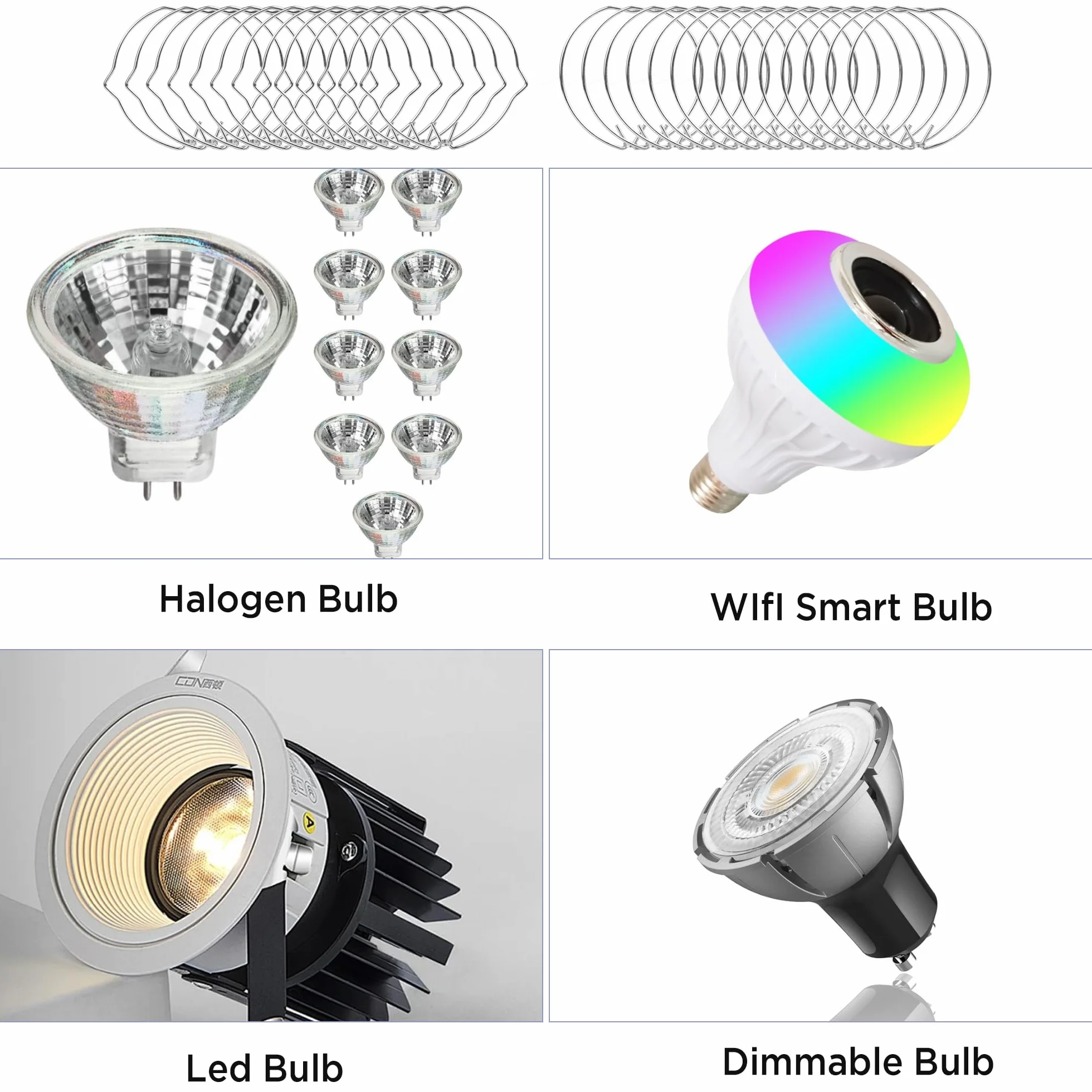 30 sztuk sprężyn mocujących pierścieni do 50 mm MR16 GU10 reflektor do zabudowy pierścień sprężynowy do LED Spot Light lampa halogenowa 2 style