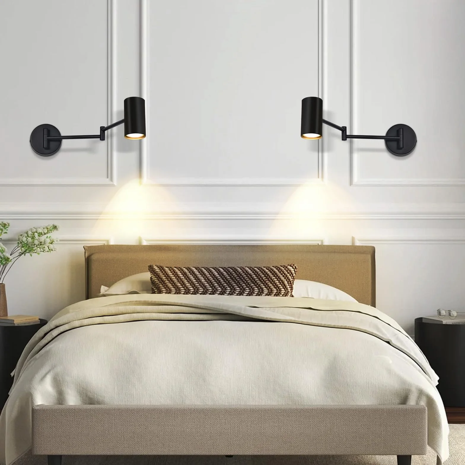 Homefire lampa ścienna wewnętrzna czarna - oświetlenie ścienne vintage reflektor ścienny do sypialni lampa ścienna obrotowa - bez żarówki