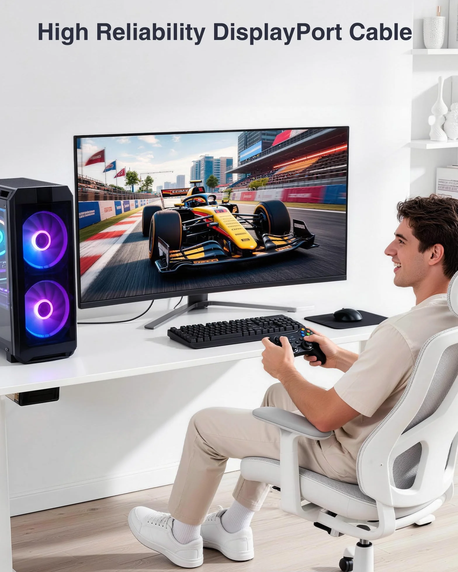 Ubluker 10K 8K 4K Kabel DisplayPort 2.1 54Gbps 2.5M, Certyfikat Kabel DP-DP 4K 240Hz 165Hz 144Hz 120Hz 10K 8K 60Hz Nylonowy Oplot UHBR HDCP2.3 FreeSync G-Sync RTX5090 Monitor PC Projektor