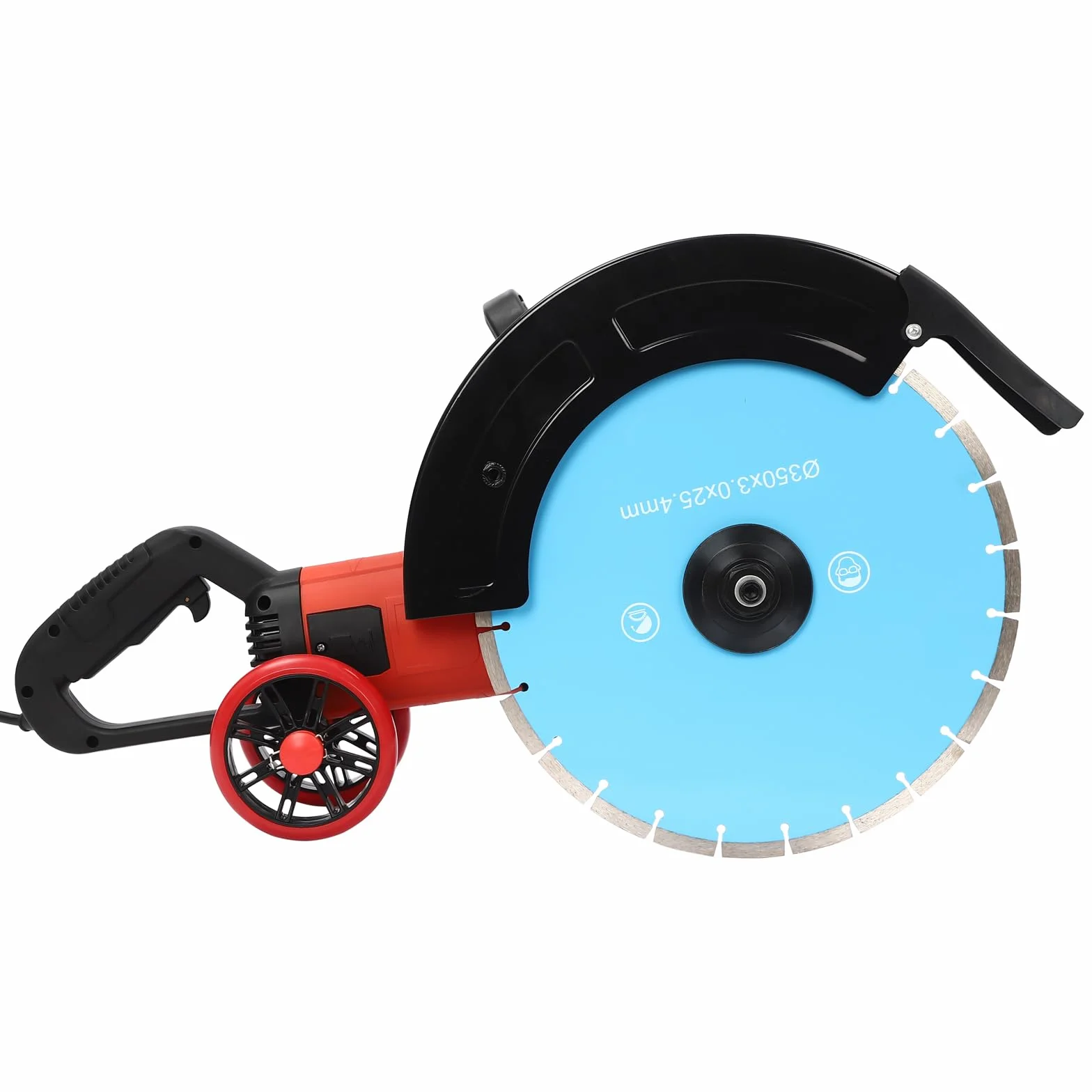 Piła do betonu przecinarka do betonu z 350 mm diamentowym brzeszczotem 4000 W, silnik z czystej miedzi, maks. głębokość cięcia: 135 mm, przecinarka do cięcia na mokro z kołami pomoc