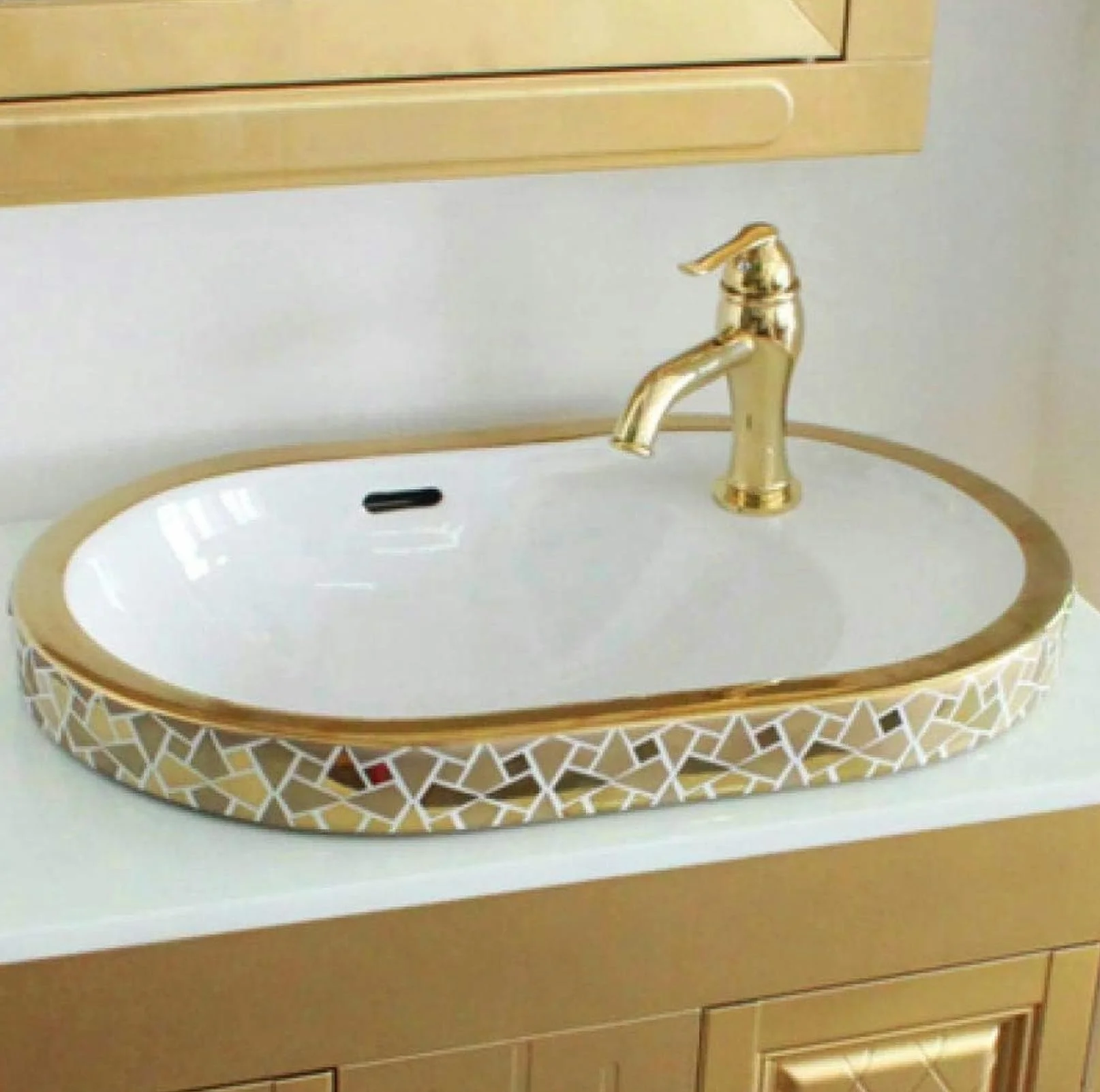 Umywalka nablatowa częściowo wpuszczana nad blatem umywalka owalna pod blatem umywalka ceramiczna umywalka łazienkowa umywalka/-1pc