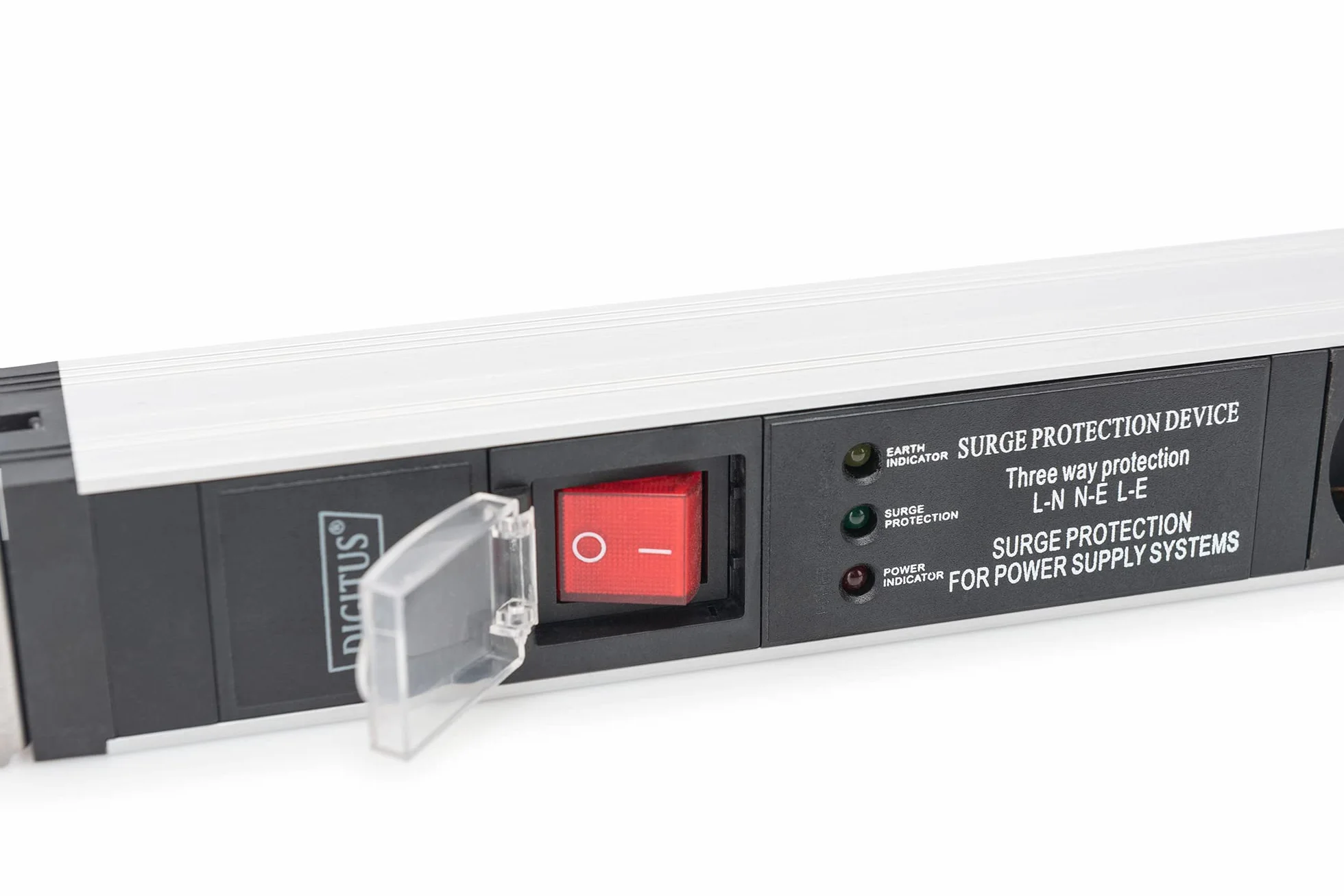 Listwa zasilająca DIGITUS 19" – 5 gniazd – 1U – z filtrem sieciowym, zabezpieczeniem przeciwprzepięciowym, wyłącznikiem – 230 V AC 50/60 Hz – 16 A – 3600 W – do szaf sieciowych i serwerowych 19”