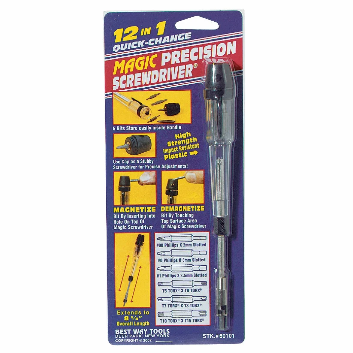 Best Way Tools 60101 12 w 1 magiczny precyzyjny śrubokręt Phillips, szczelinowy, Torx 2 mm zgrzebny