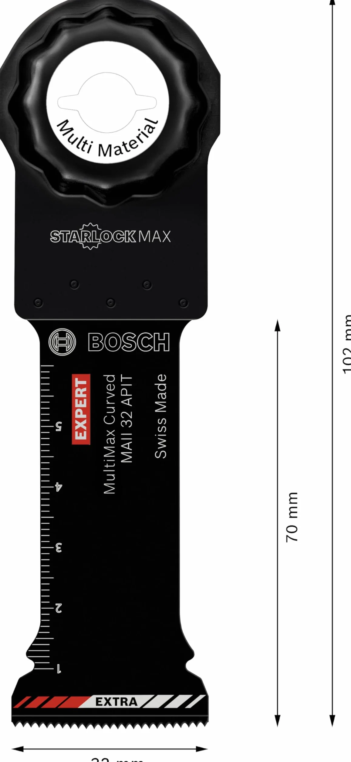 Bosch Professional 1x Brzeszczoty do cięcia wgłębnego EXPERT MultiMax MAII 32 APIT do Blachy ze stali nierdzewnej; Tworzywa włókniste GFK, CFK; Płyty z cementem włóknistym; Cegła, Szerokość 32 mm