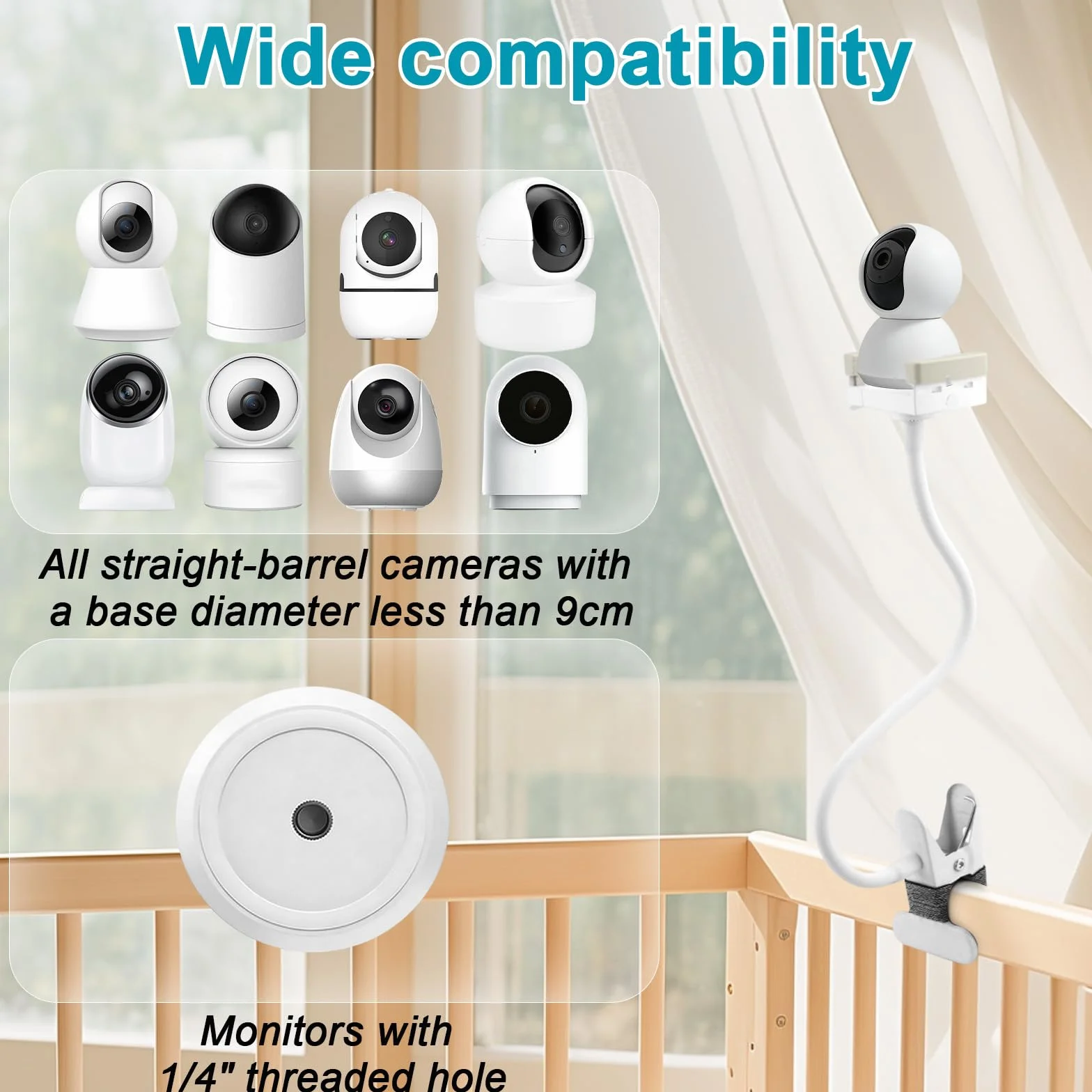 Uchwyt na kamerę 40 cm kompatybilny z HelloBaby GHB Philips Avent elastyczny