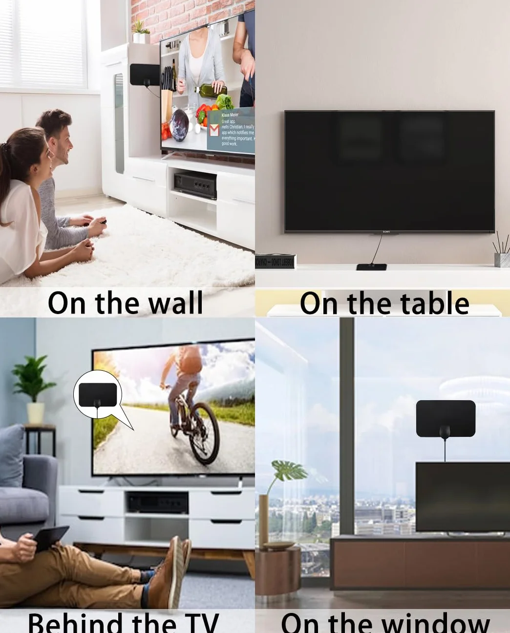 Vecys HDTV Wewnętrzna Antena DVB-T2 HD 80 Mil Zasięg z Kablem Koncentrycznym RG174 3m
