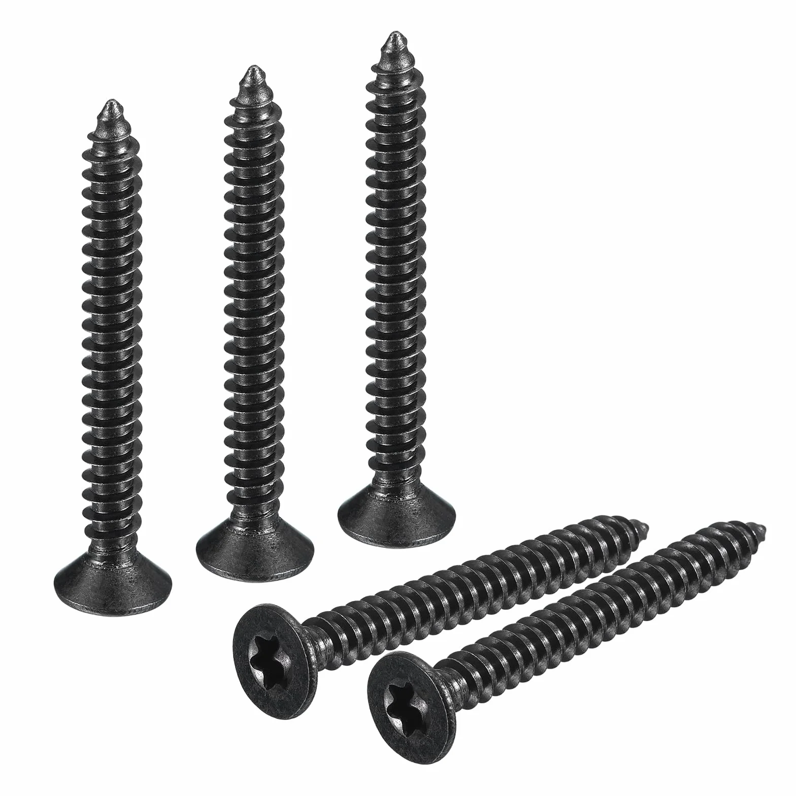 QUARKZMAN #8 x 1-1/2 cala wkręty do drewna Torx/gwiazda, 50 sztuk stali nierdzewnej 304, pełny gwint, powlekane na czarno, wkręty samogwintujące pasują do bitów T20 do drewna, miękkiego metalu