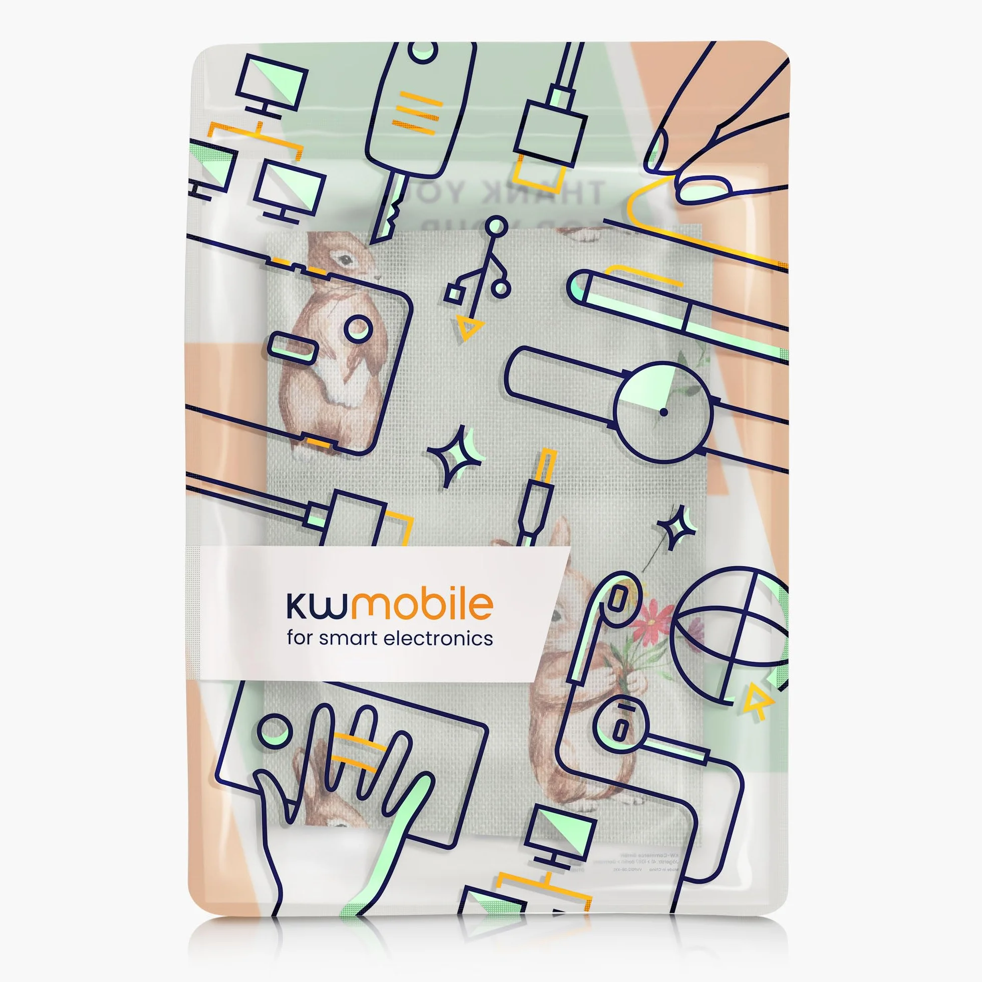 kwmobile Pokrowiec na drukarkę lnianą kompatybilny z Canon PIXMA TS8350 / TS8351 / TS8352 etui - króliki i kwiaty biały/brązowy/szary zielony