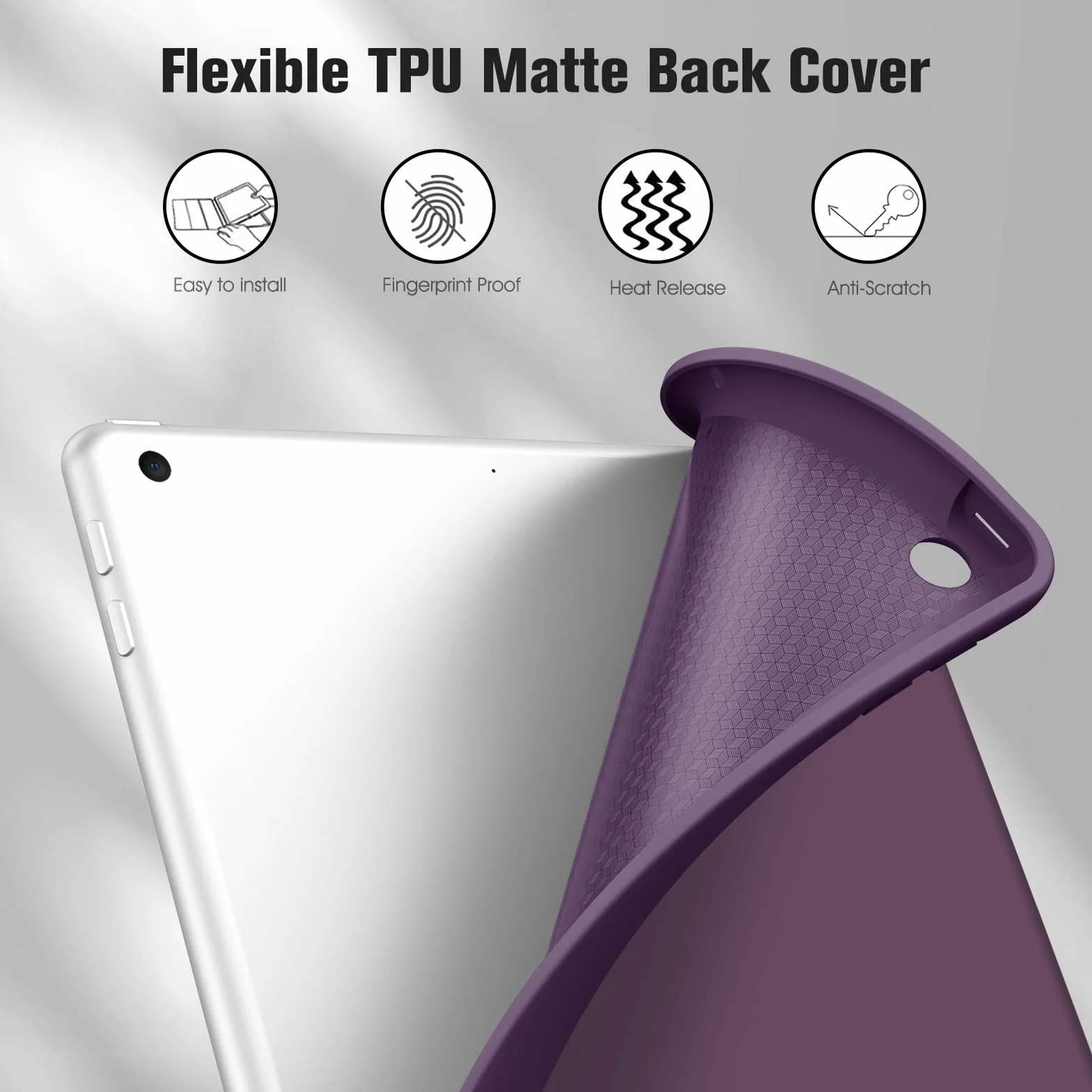 Fintie Etui na iPad 9. generacji 2021 10,2 cala TPU ochronne z uchwytem na ołówek Auto Sleep/Wake fioletowe