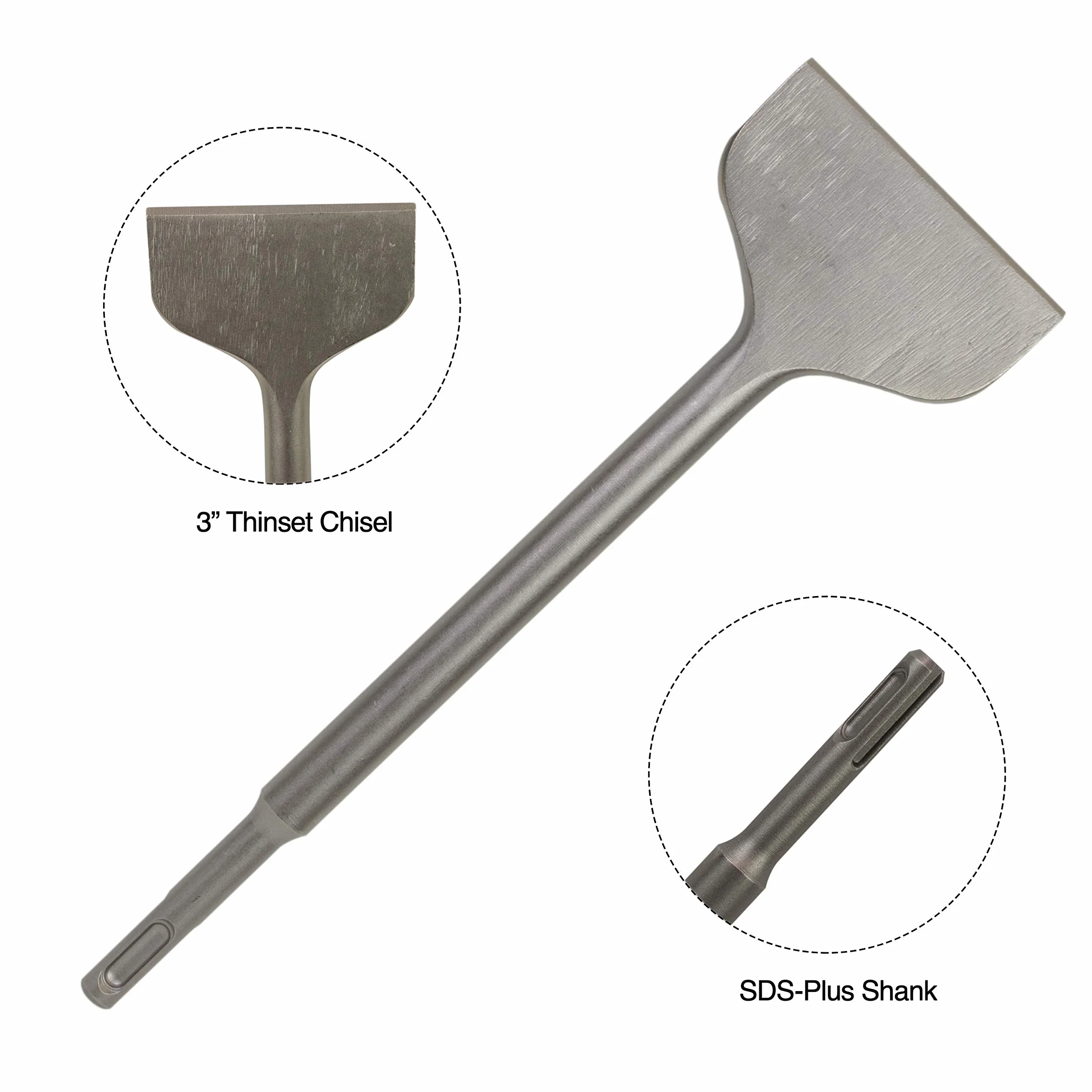 SDS Plus 4-częściowy zestaw dłut, wiertło do skrobania cienkiego 7,6 cm x 25,4 cm, dłuto punktowe, dłuto płaskie, szerokie dłuto - dłuto SDS do wiertarek udarowych - usuwanie płytek