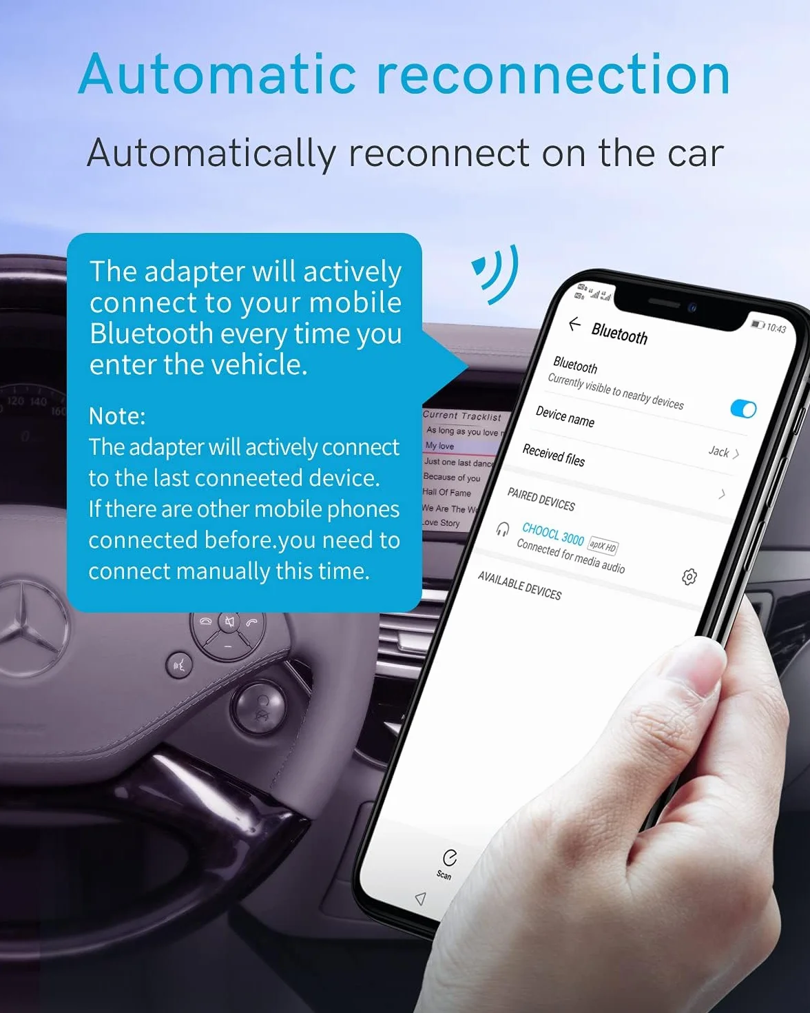 Adapter Bluetooth 5.0 aptX-HD do Audi (2010-2019) AMI MMI 3G 30-pinowy odbiornik do Mercedesa (2005-2011)