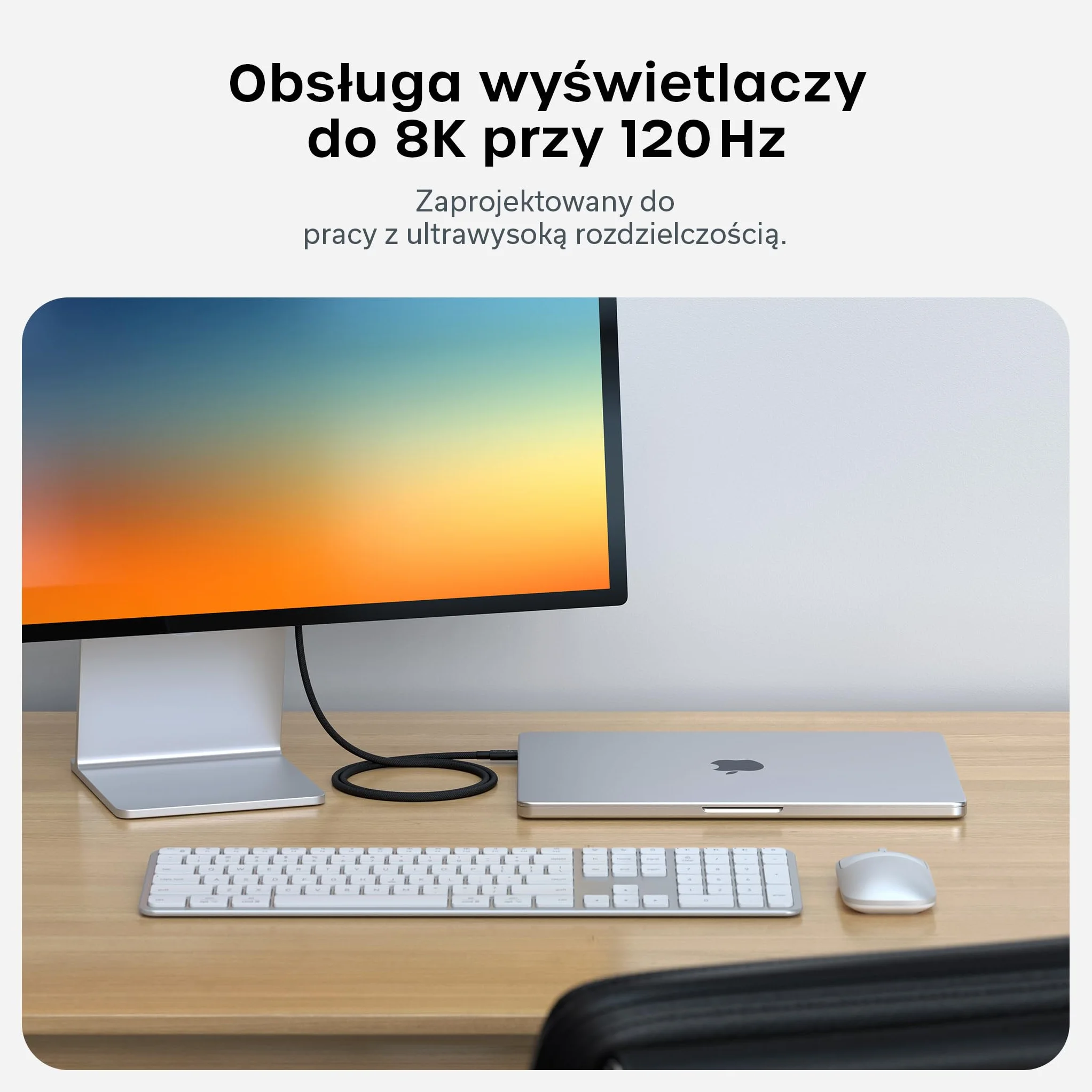 SATECHI Certyfikowany kabel Thunderbolt 5 240 W 120 Gb/s 8K@60 Hz 4K@144 Hz pleciony USB-C