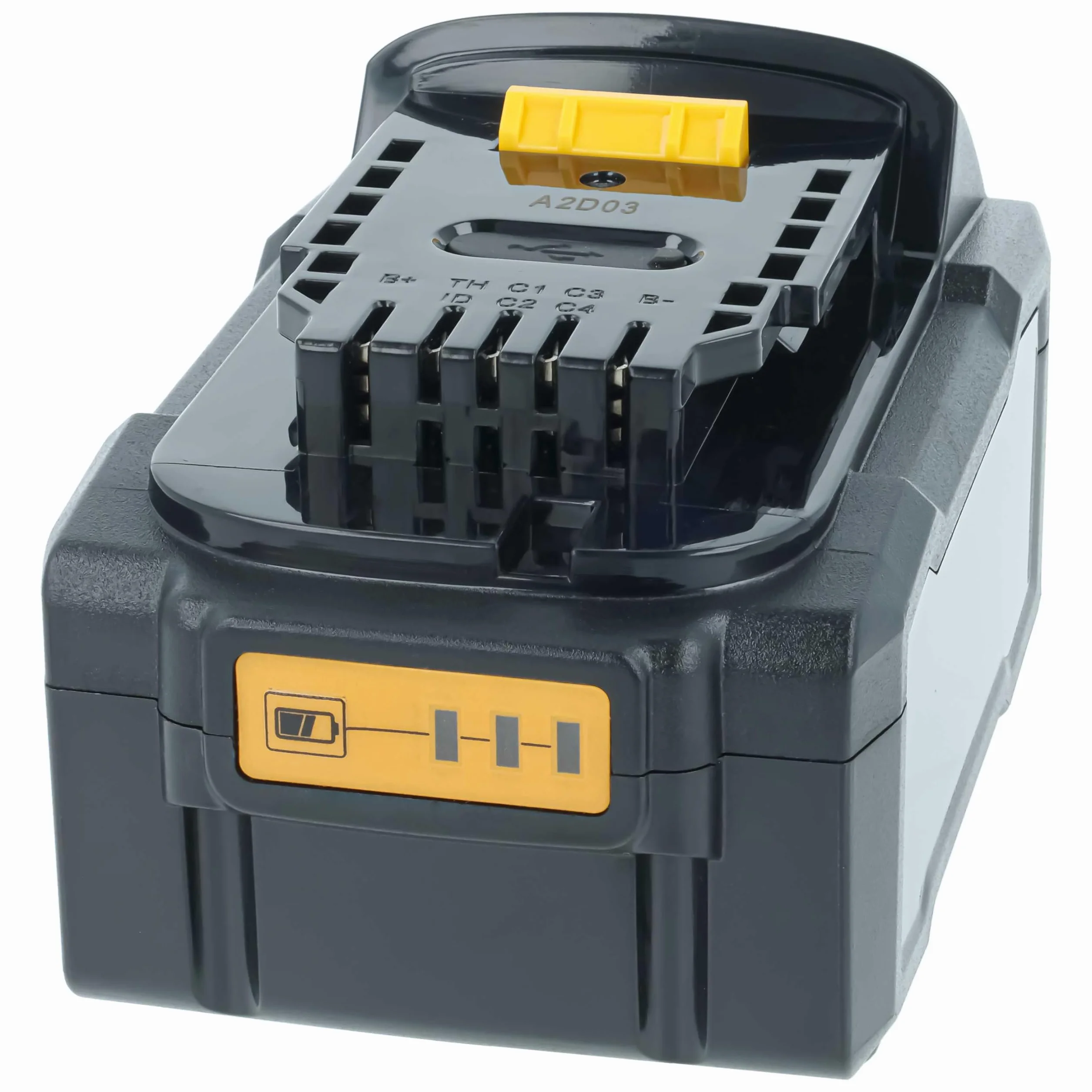 vhbw 2 x zamiennik baterii do Dewalt DCB206 do elektronarzędzi (5000 mAh, litowo-jonowy, 18 V), 1 x port USB C