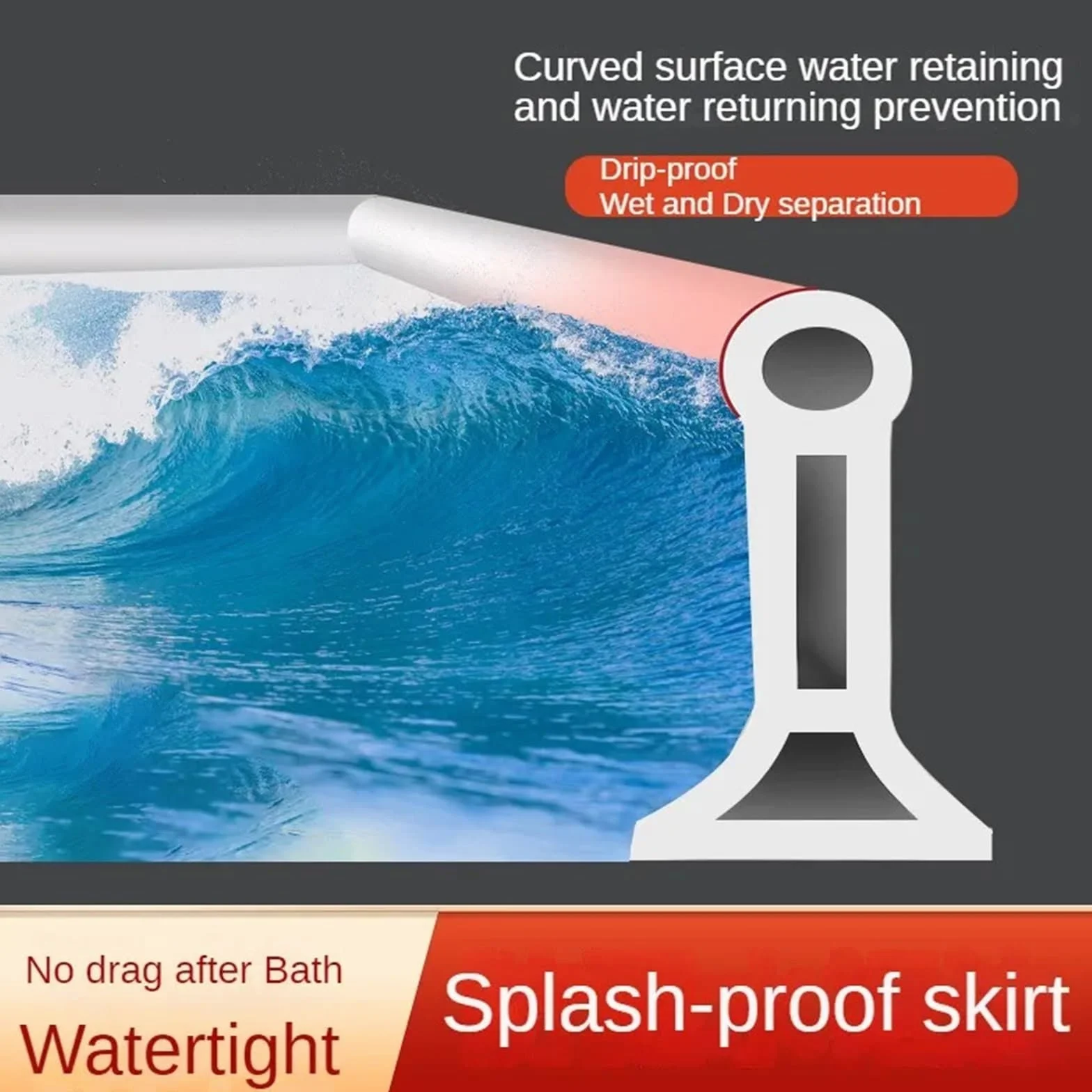 Elastyczny 50 mm prysznic woda Ber przezroczysta 100 cm Waterof Dr Seal utrzymuje mokre i ubrania oddzielny próg powodziowy do użytku w łazience