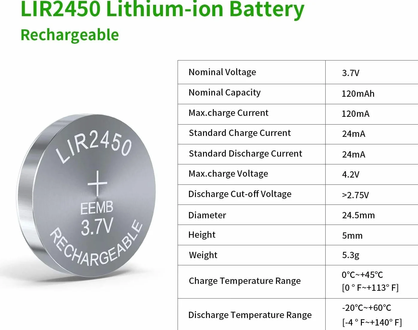 Akumulator LIR2450 Ładowarka akumulatorów litowo-jonowych 2450 z baterią pastylkową litowo-jonową 3,7 V 120 mAh (ładowarka 4 W 1 (zestaw 1))