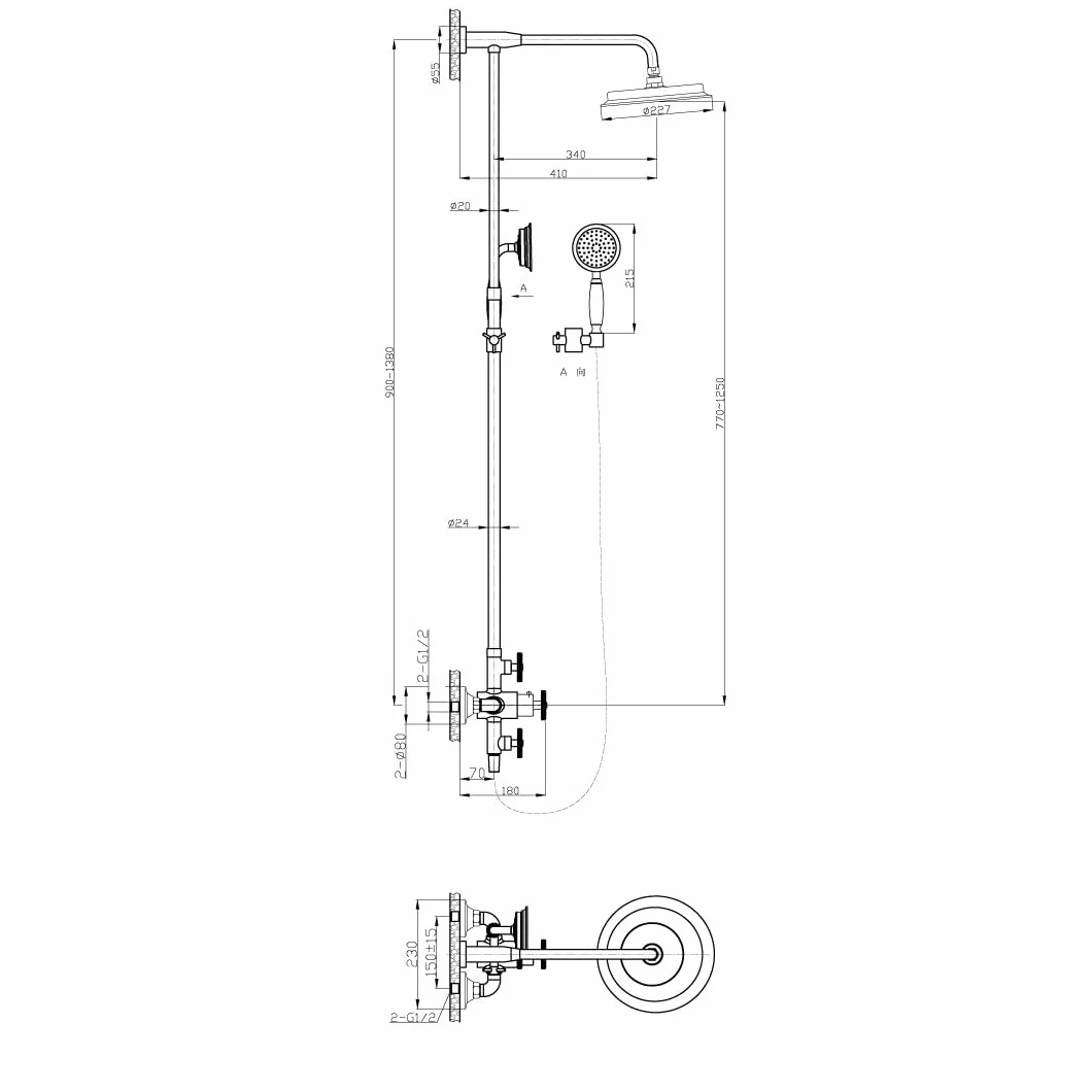 Essebagno 9024556 termostatyczna kolumna prysznicowa miedziana