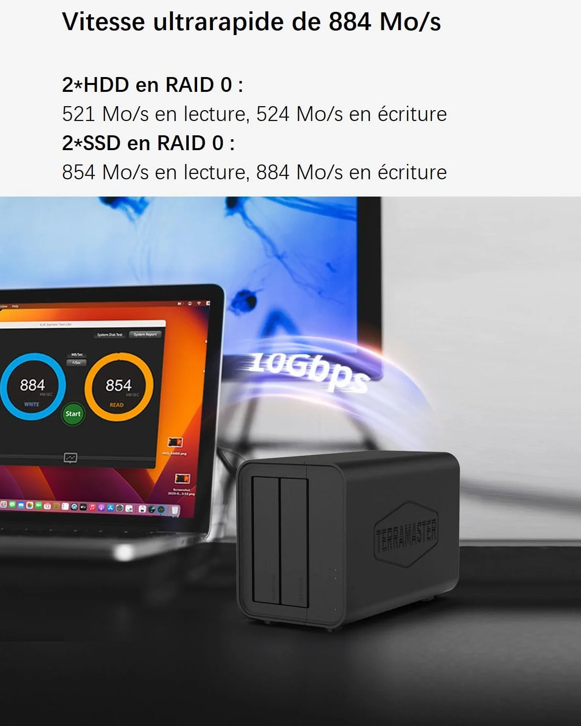TerraMaster D2-320 USB 3.2 10 Gb/s zewnętrzna pamięć masowa RAID 0/1/Single/JBOD bez dysku