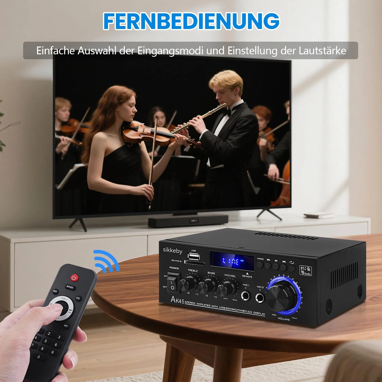 Wzmacniacz HIFI AK45 600W Bluetooth Stereo 2-kanałowy 12V/220V Radio FM SD USB