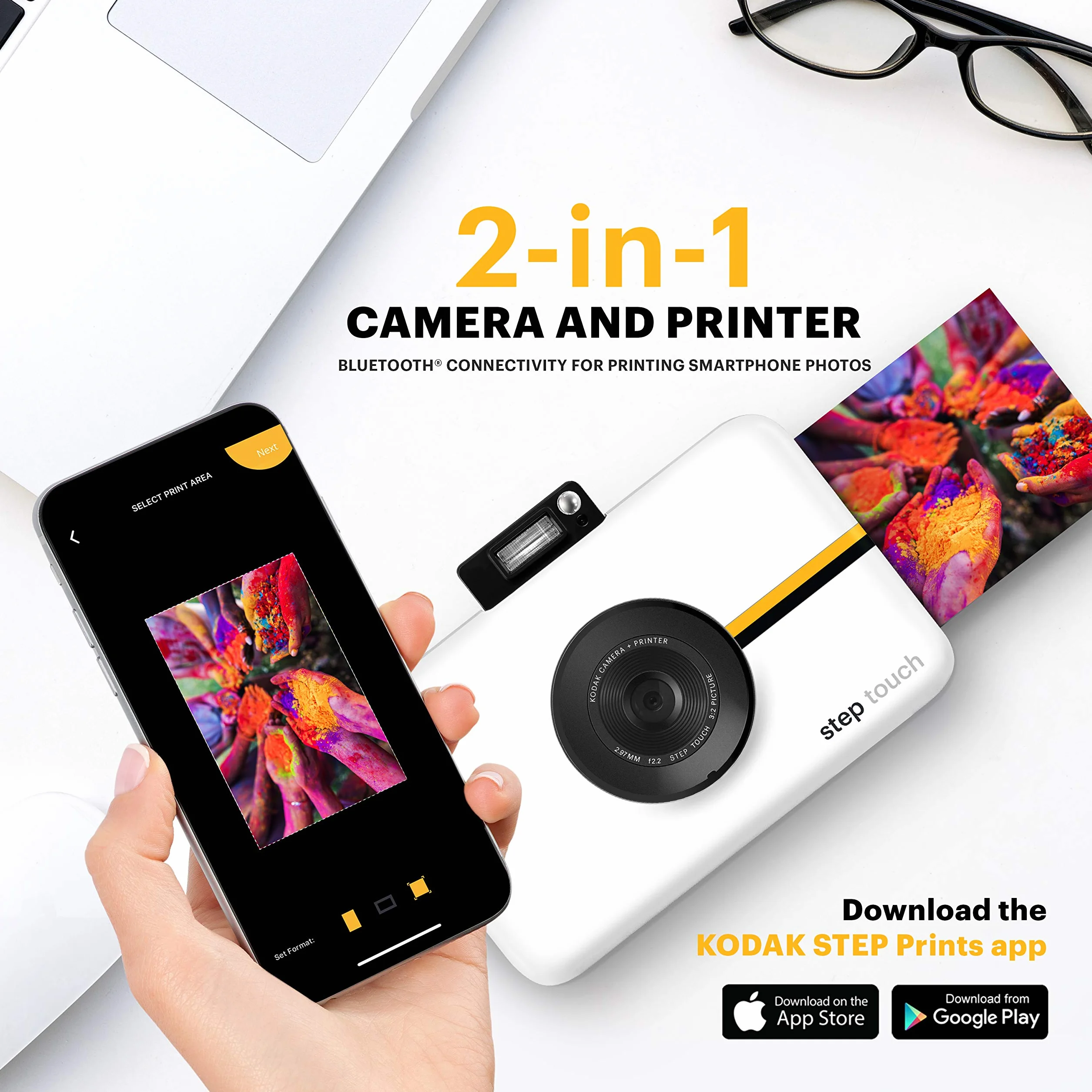 KODAK Step Touch Aparat błyskawiczny 3,5-calowy ekran dotykowy LCD czarny Bluetooth ZINK wideo HD 1080p