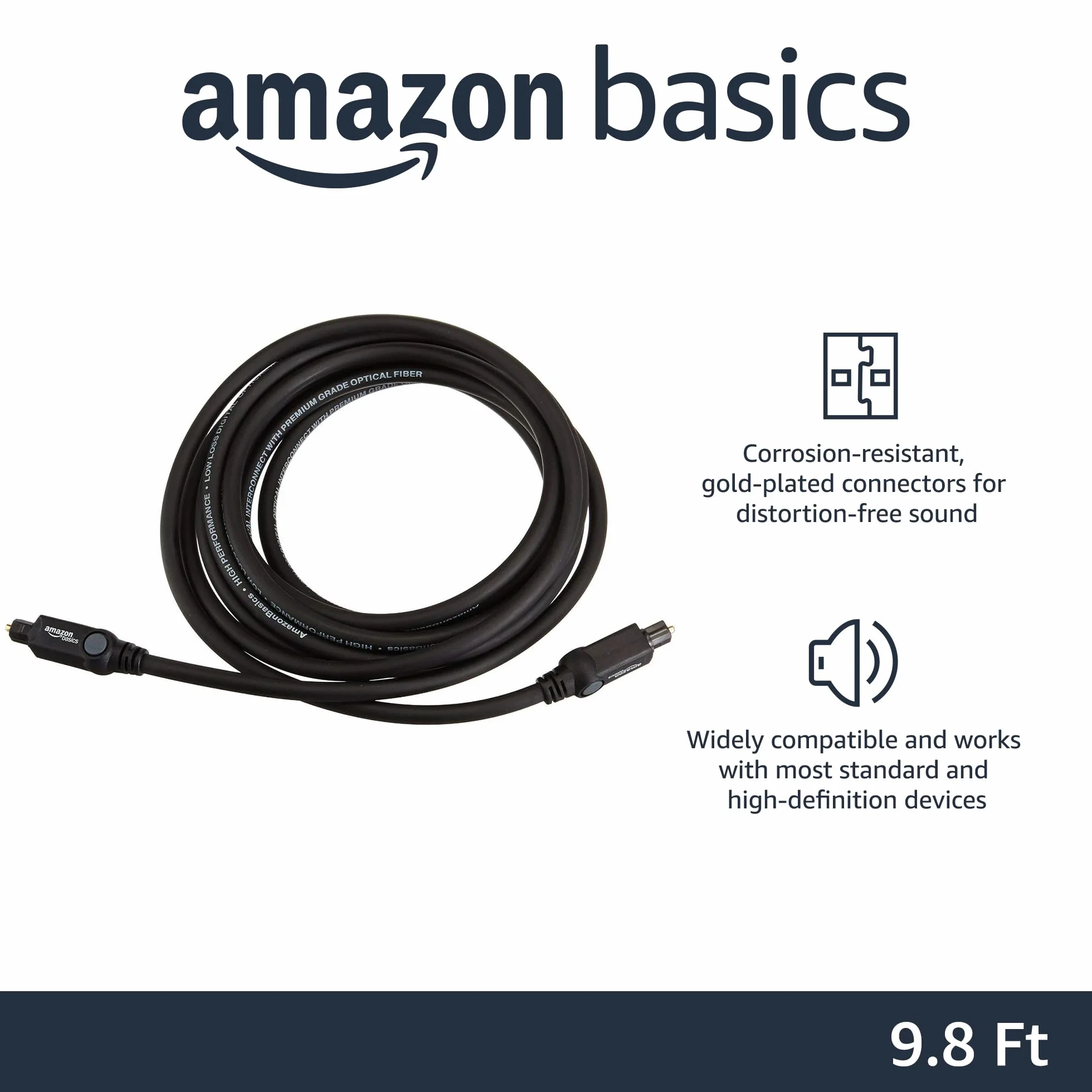 Amazon Basics Toslink optyczny cyfrowy kabel audio 3 m czarny