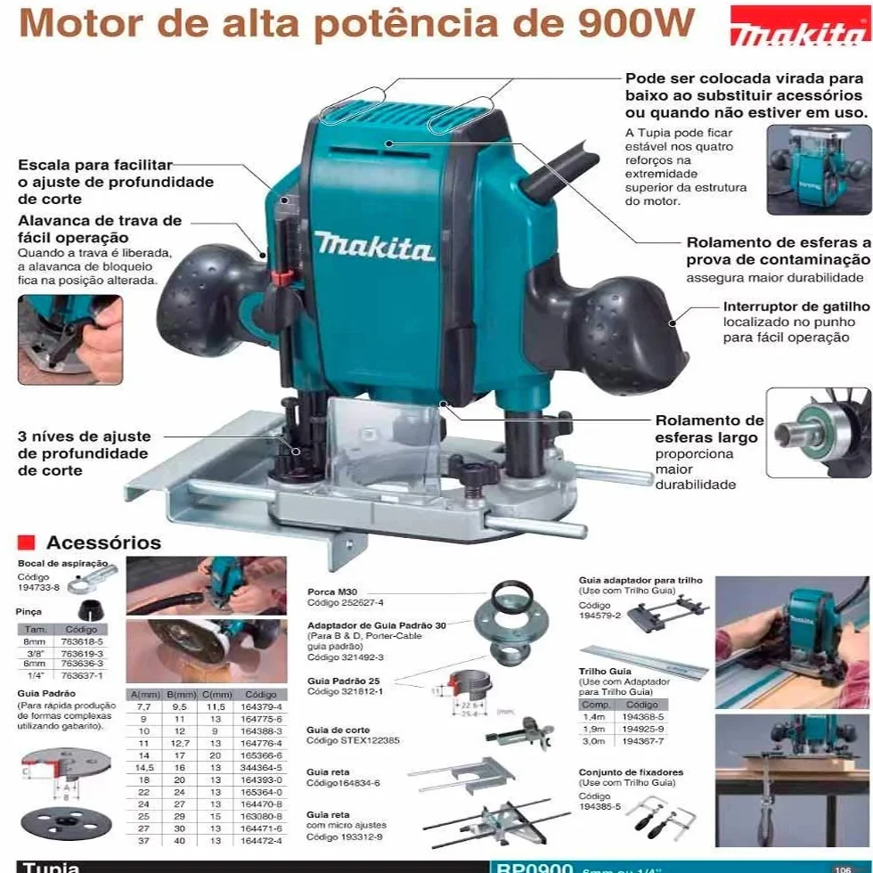 Makita Frezarka Górnowrzecionowa 900 W 230 V 35 mm