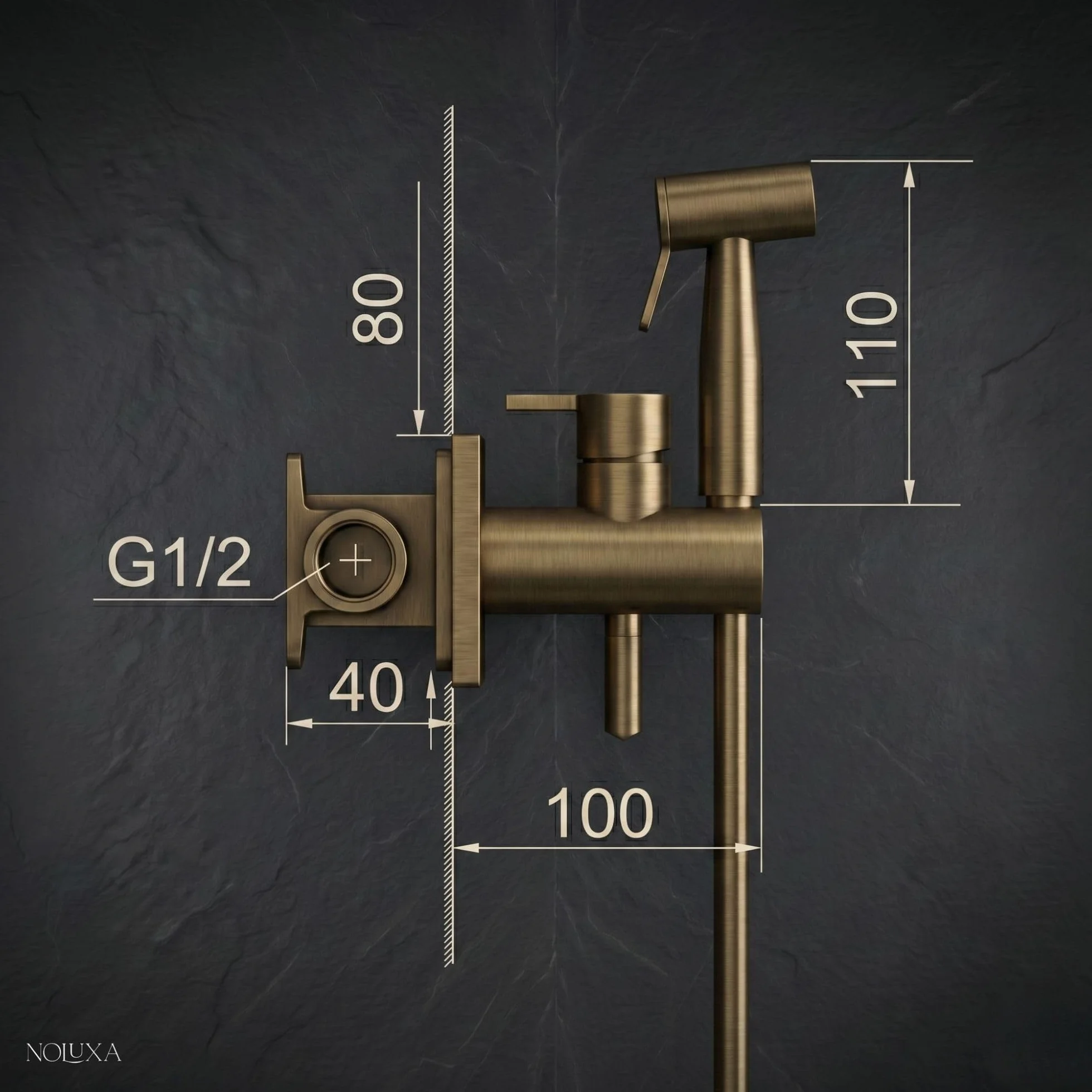 IMEX Bidet bateria do zabudowy do toalety, prysznic bidet, zimna i gorąca woda, higieniczna głowica prysznicowa do toalety bidet, spryskiwacz bidet, zamiennik bidetu, seria monachijska, kolor chrom