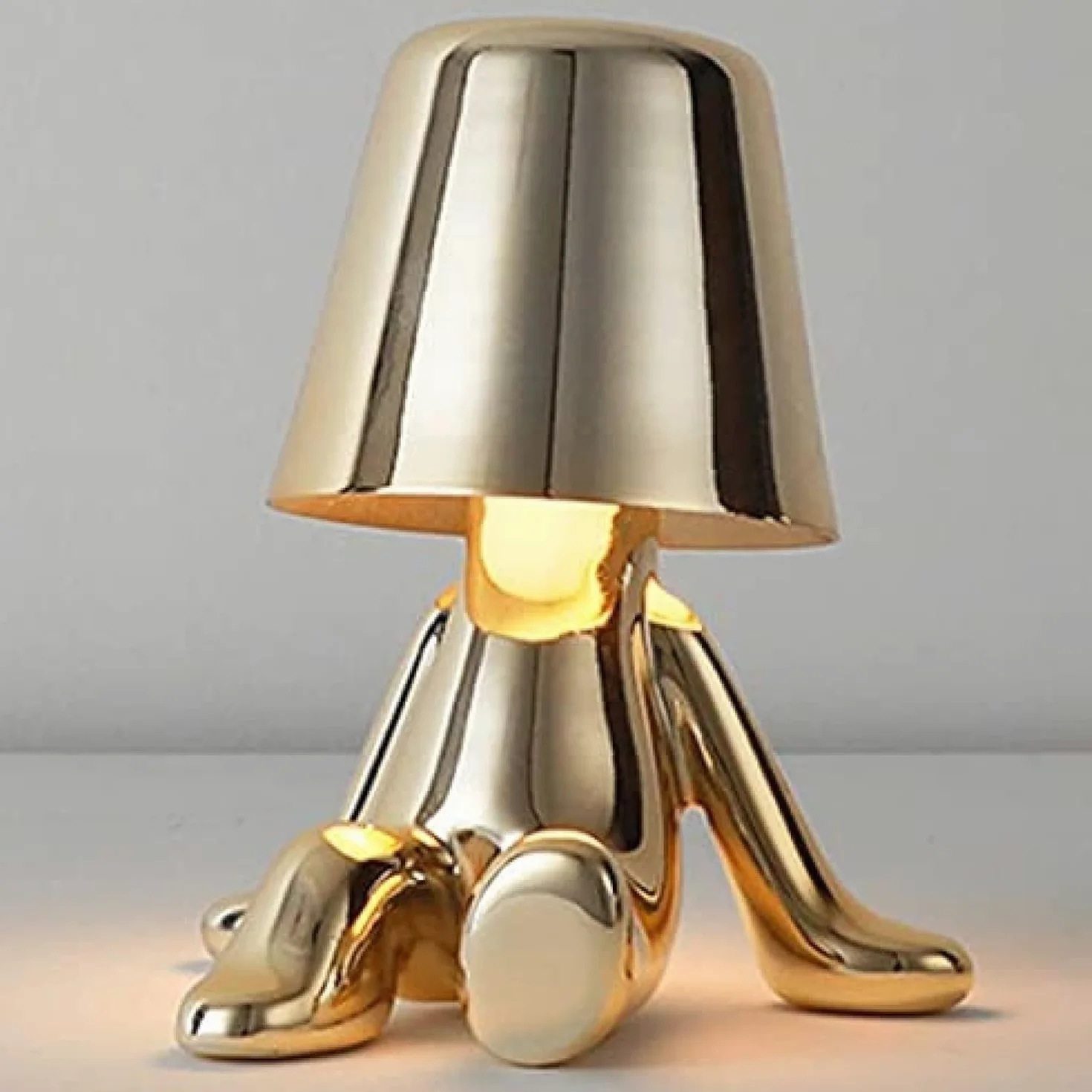 Lampka Nocna Sterowana Dotykiem, Kreatywna Lampa Biurkowa Led Golden Man Z Portem Usb, 3-poziomowa Jasność, Lampa Nocna Thinker Do Sypialni, Biura, Salonu, Domu I Biura