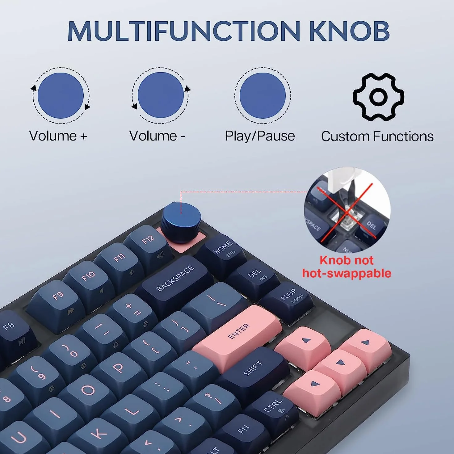 EPOMAKER SKYLOONG GK75 Lite przewodowa programowalna klawiatura z mocowaniem uszczelniającym i pokrętłem do Windows/Mac