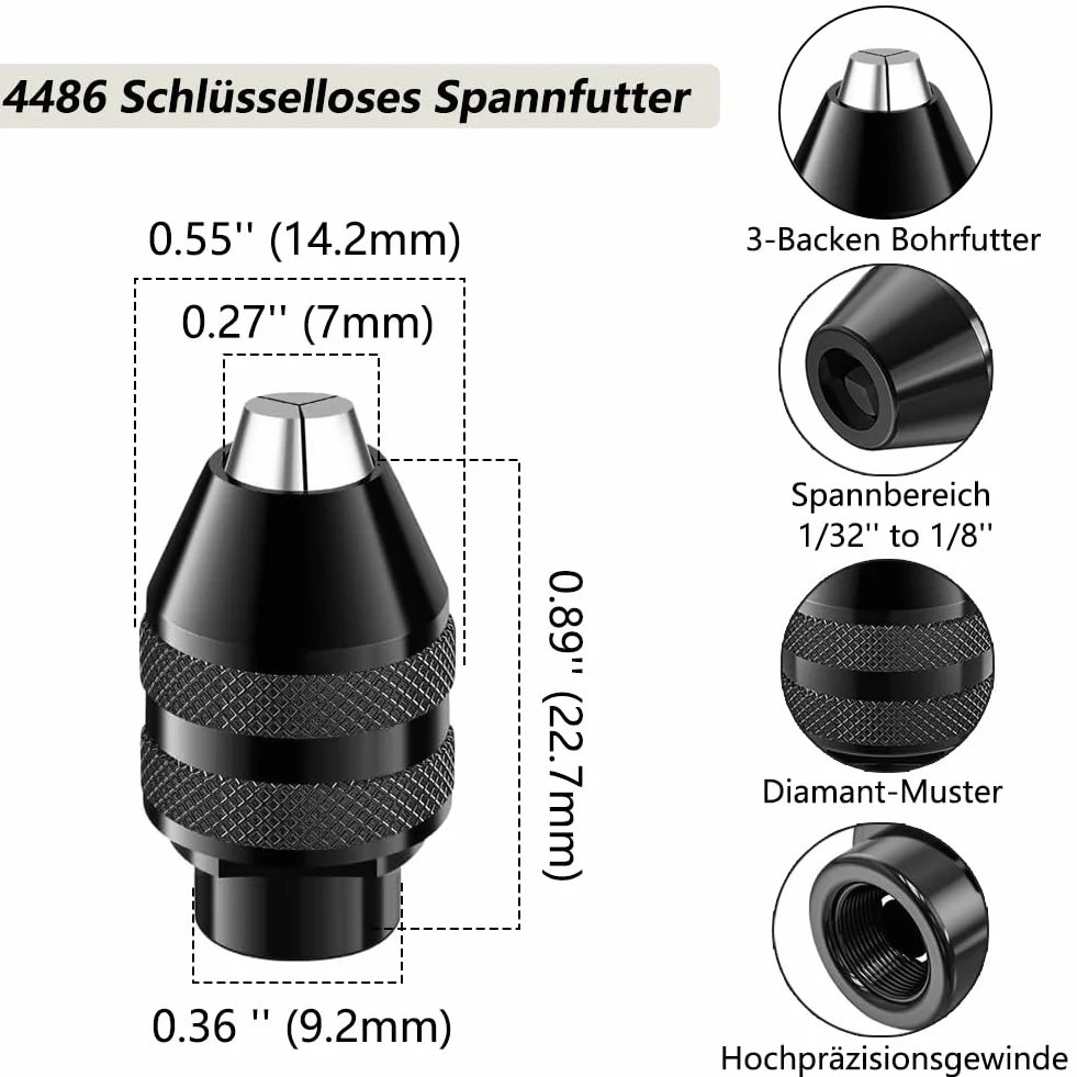 Zestaw 16 sztuk uchwytów wiertarskich, 1/32" do 1/8" 4486 szybkozmienny uchwyt wiertarski z zamiennikiem 4485 mosiężna tuleja zaciskowa metalowa (0,5 – 3,2 mm) adapter uchwytu wiertarskiego do