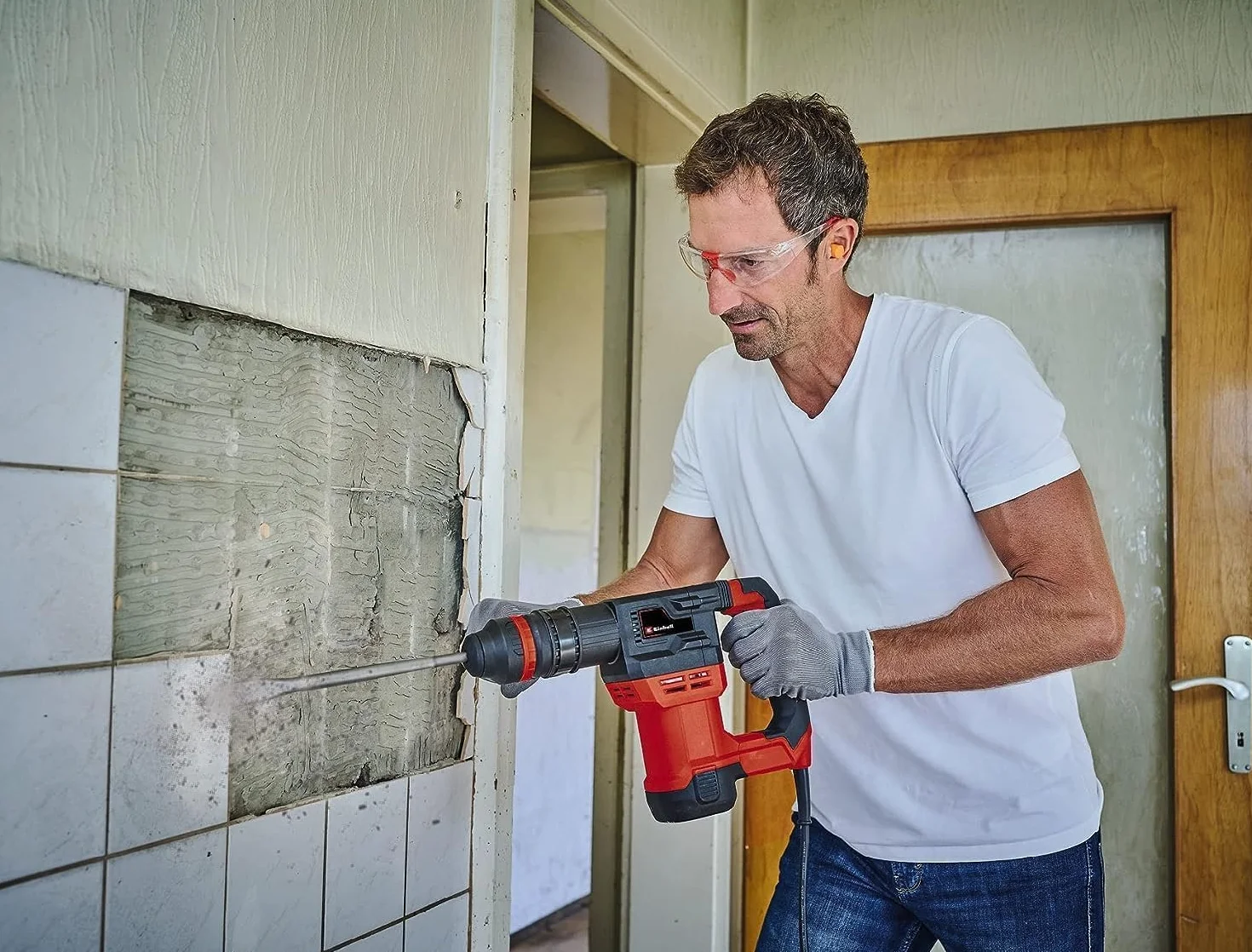Einhell Młotek wyburzeniowy TE-DH 5 (5 J, uchwyt SDS-Plus, uchwyt antywibracyjny). W zestawie E-Box