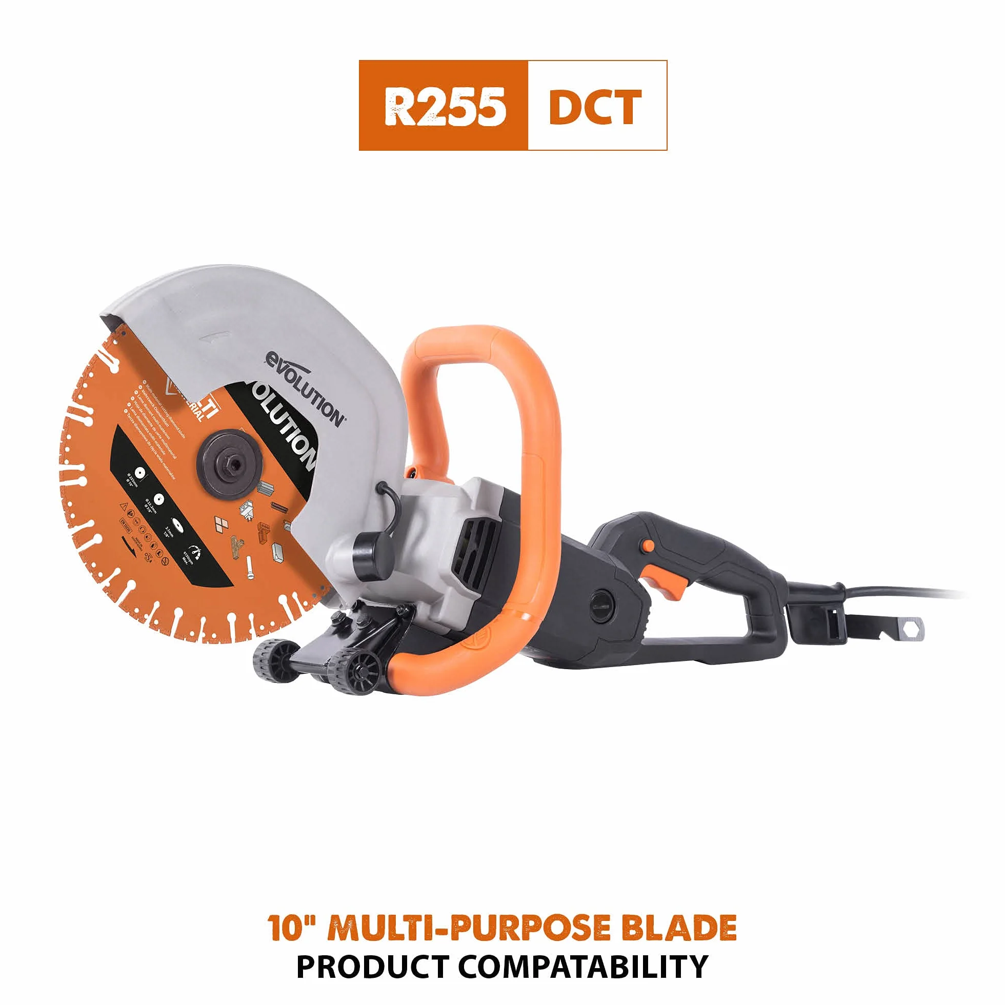 Evolution Power Tools MD255SEG-CS Tarcza diamentowa do różnych materiałów do przecinarki tarczowej/piły do betonu – tnie cegłę, metal, kamień, plastik, beton, drewno, 255 mm