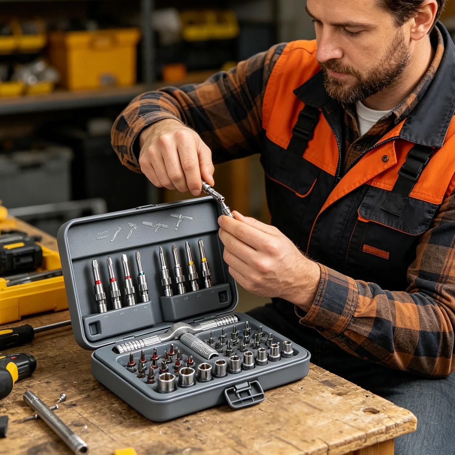 Komplet magnetycznych wkrętaków z grzechotką Z Uchwytem T Wielobitowy 54 W | Magnetyczny zestaw śrubokrętów Do Elektroniki, Projektów DIY, AGD, Mebli, Rowerów,