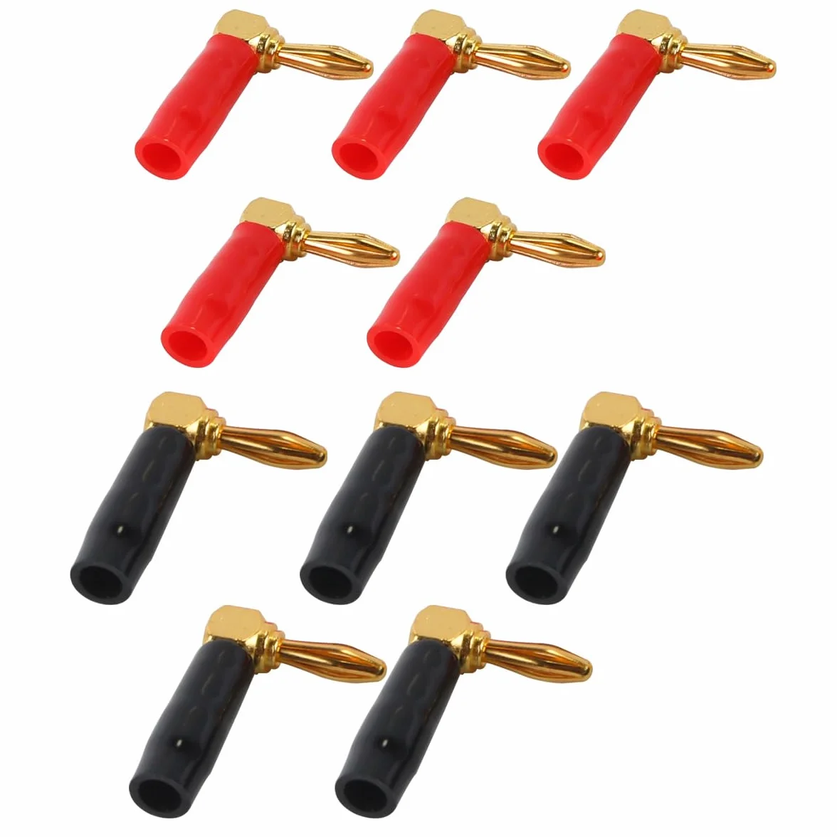 Alnicov 10 szt. kątowych wtyczek bananowych 4 mm 90 stopni do głośników