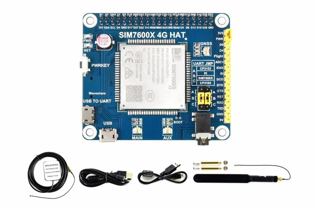 Waveshare SIM7600G-H 4G CZAPKA kompatybilna z Raspberry Pi 4B/3B+/3B/2B/1B+/Zero 2 W/Zero W/Jetson LTE Cat-4 4G/3G/2G GNSS