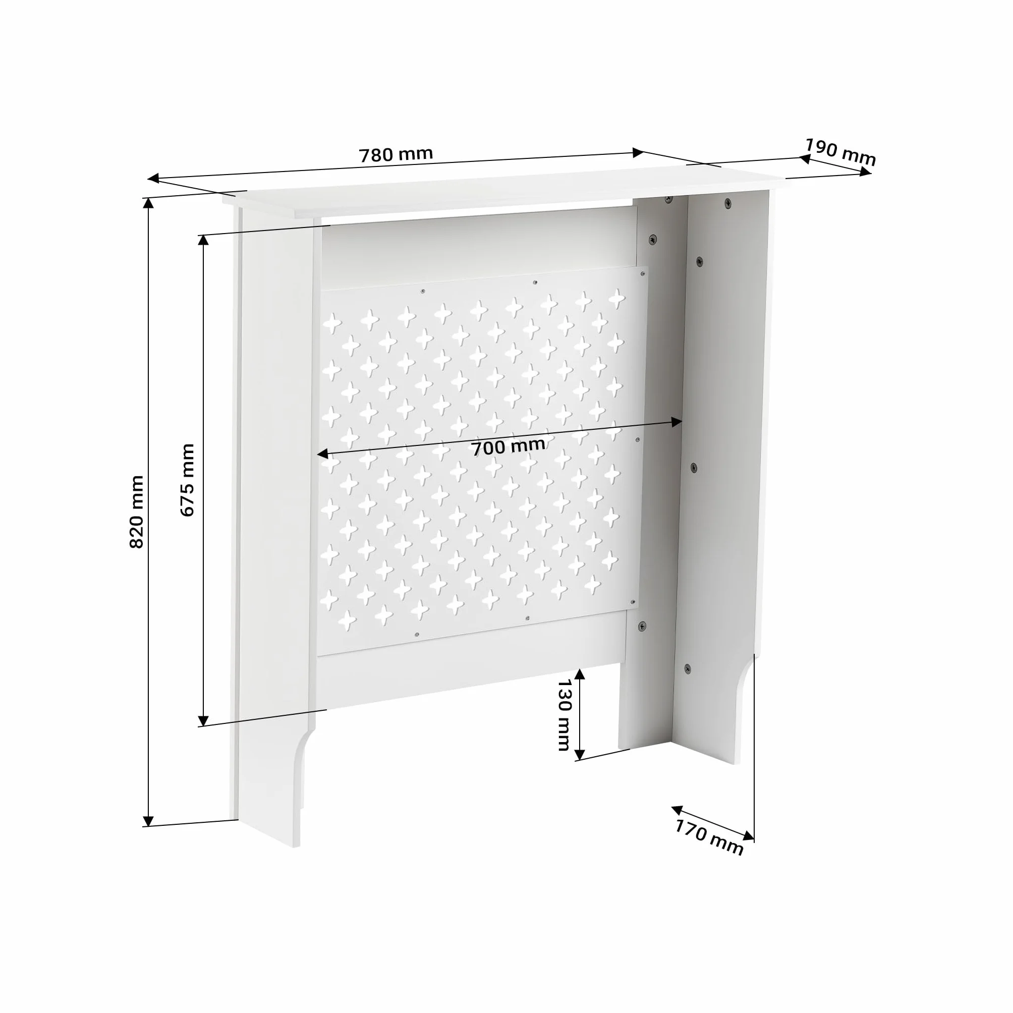 Osłona na kaloryfer biała 78 x 19 x 82 cm, maskownica na grzejnik z płyty MDF, drewniana obudowa kaloryfera, elegancka zabudowa grzejnika