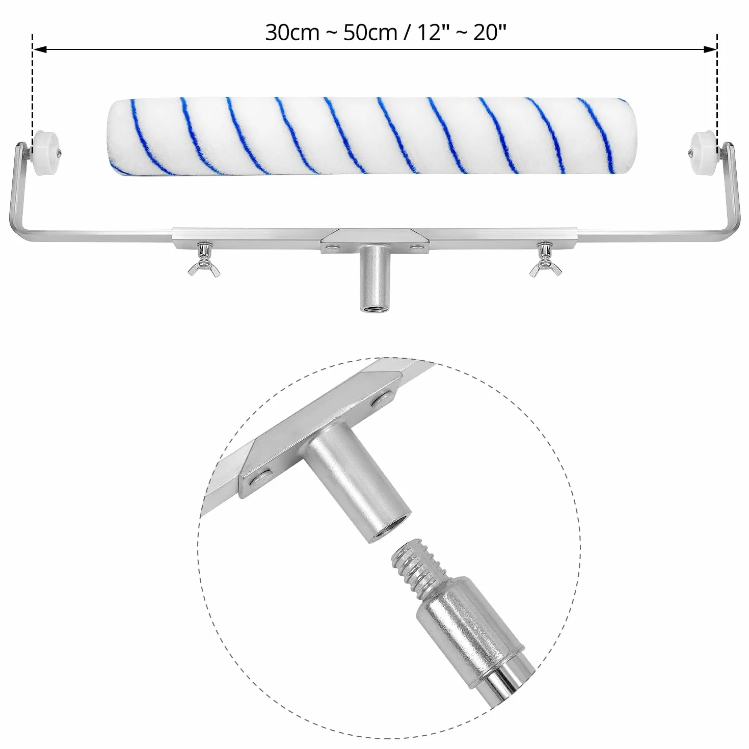 QWORK® Duży zestaw wałków malarskich 45 cm – zawiera 6 rolek + regulowana rama + odłączany pręt do 170 cm + duża taca na farbę, kompletny zestaw do malowania ścian i sufitów