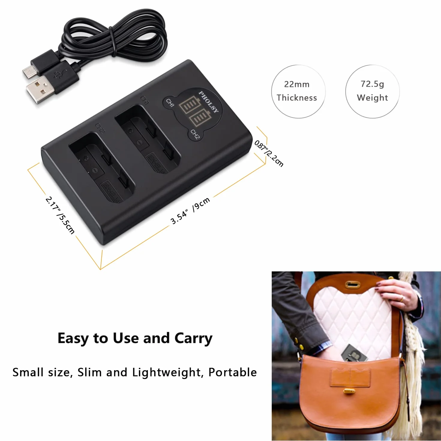 Canon LP-E6N USB Dual LCD Charger for EOS R5 R6 R7 5D Mark IV 5DS 5DS R 6D Mark II 7D Mark II 90D 80D