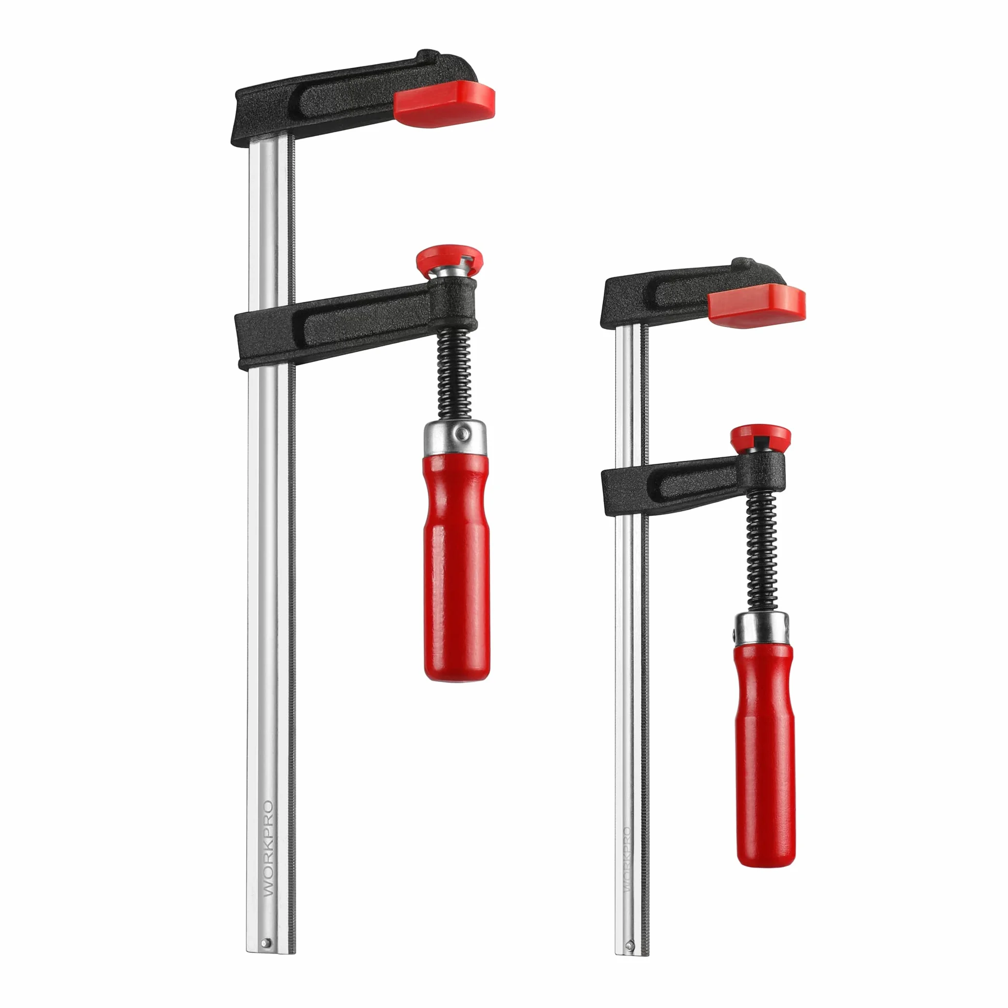 WORKPRO Zaciski śrubowe, 2 sztuki, rozpiętość 200 mm/300 mm, siła zacisku 272 kg, głębokość szczęk 50 mm/80 mm z wysokiej jakości stali i nylonu do precyzyjnego mocowania