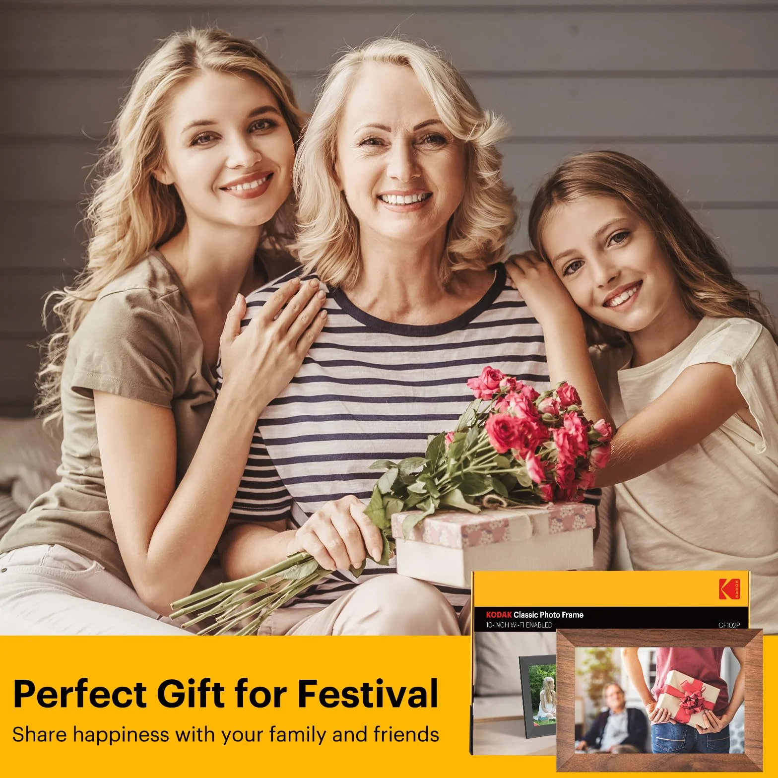 KODAK Cyfrowa ramka na zdjęcia Wi-Fi 10,1" HD IPS ekran dotykowy 32 GB