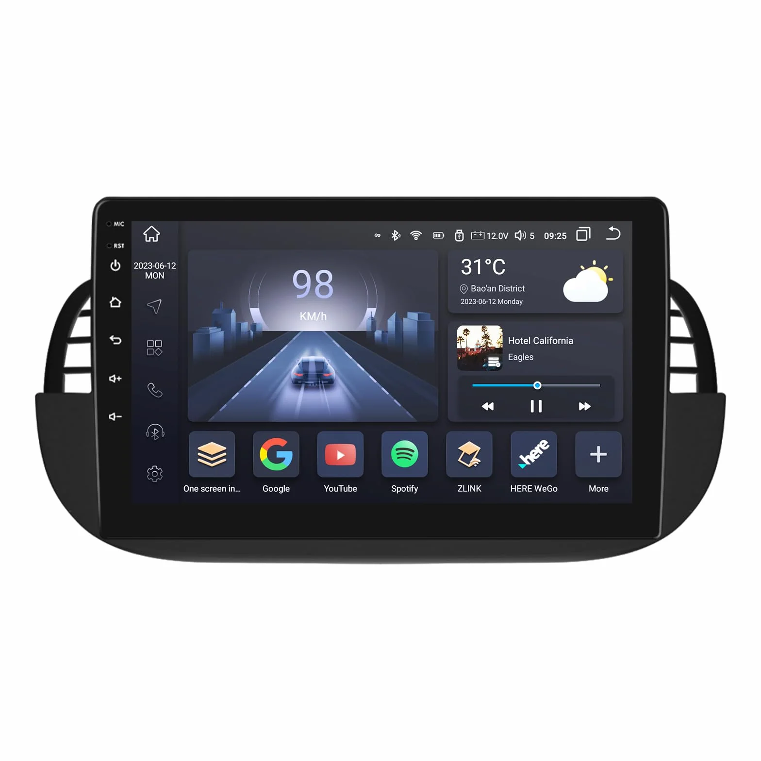 Hizpo 9-calowy ekran dotykowy Radio do Fiat 500 2007-2014 Carplay Android Auto 8-Core 4+32 GB DAB WiFi 4G