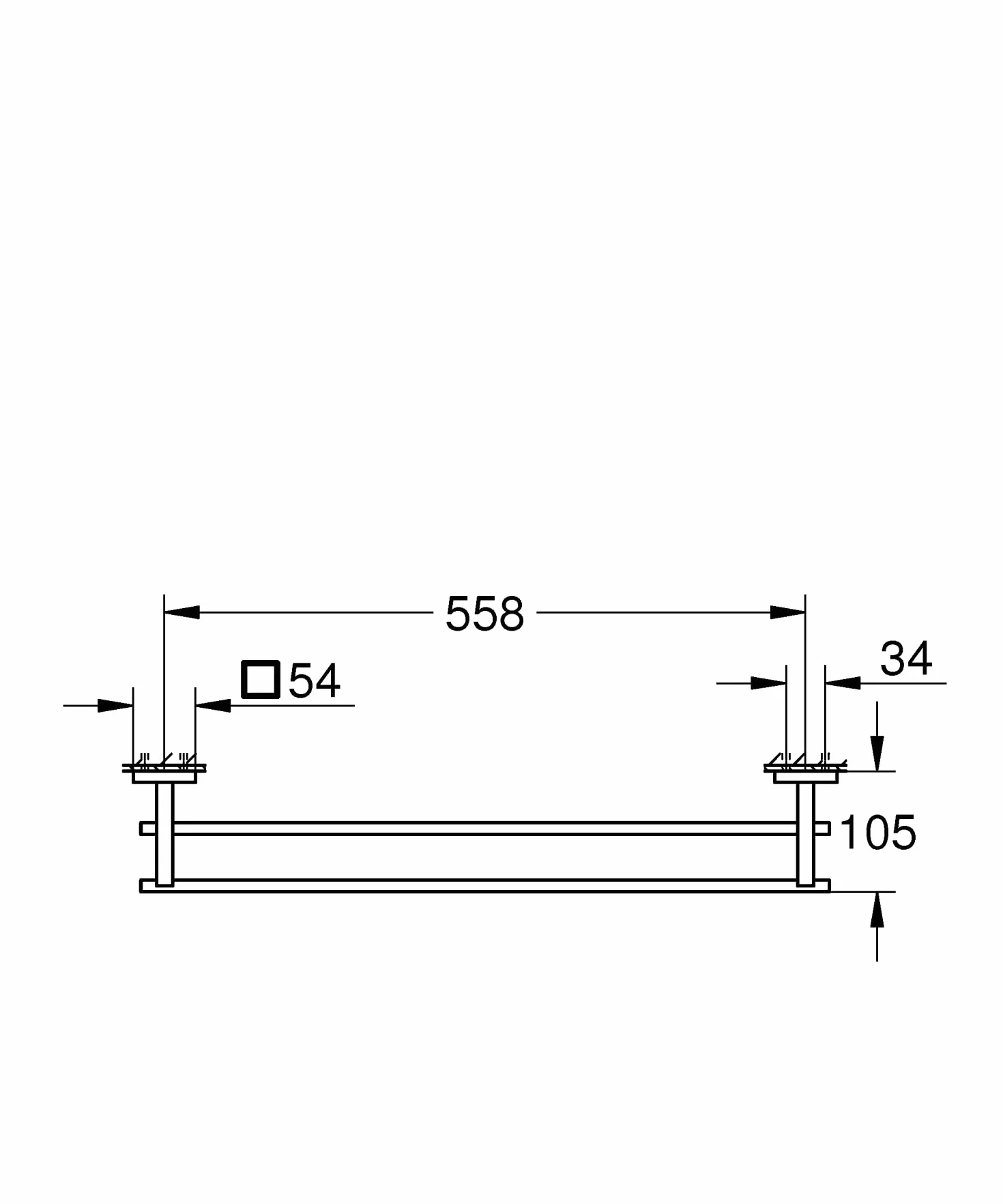 GROHE Start Cube - podwójny uchwyt na ręcznik kąpielowy (wymiary ściegu: 600 mm, ukryte mocowanie, materiał: metal), chrom, 41104000