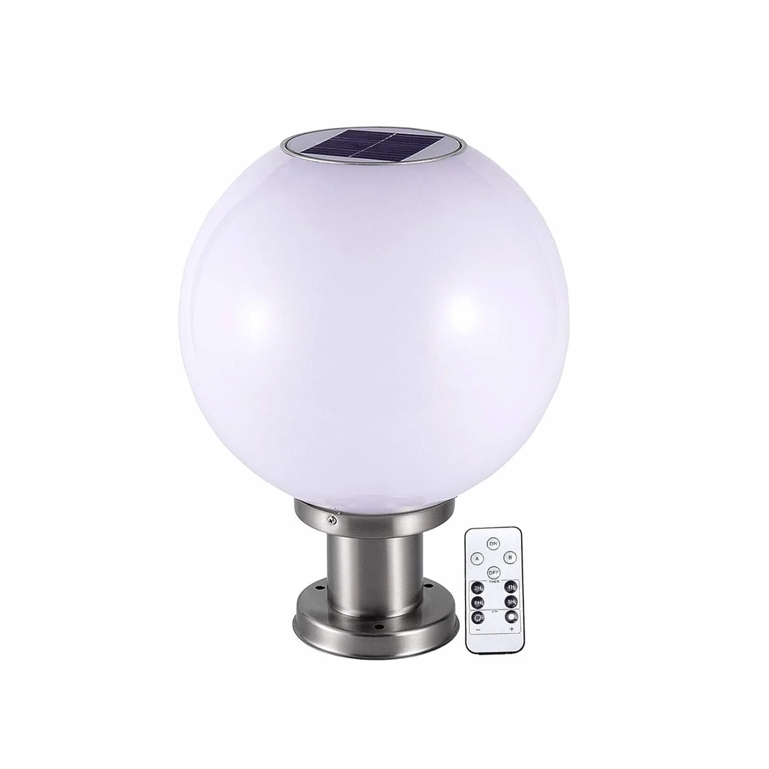 Zewnętrzne oświetlenie solarne LED z pilotem, słupek ogrodowy z odlewu aluminiowego, wodoodporne oświetlenie ścieżki patio podjazdowego, ściemnialne, 3 temperatury barwowe, czas,D20*h25cm