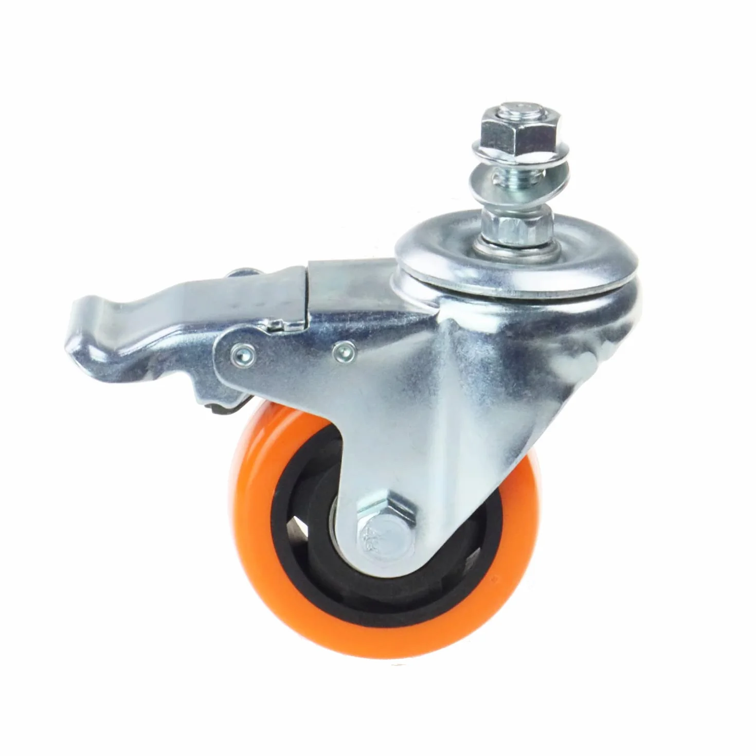 Wytrzymałe, obrotowe koła, 3-calowe żółte kółka z trzpieniem metrycznym M12-1,75x25 mm, podwójne hamulce, kółka bezpieczne do 1200 funtów/zestaw do przemysłu i mebli, zestaw 4 szt.