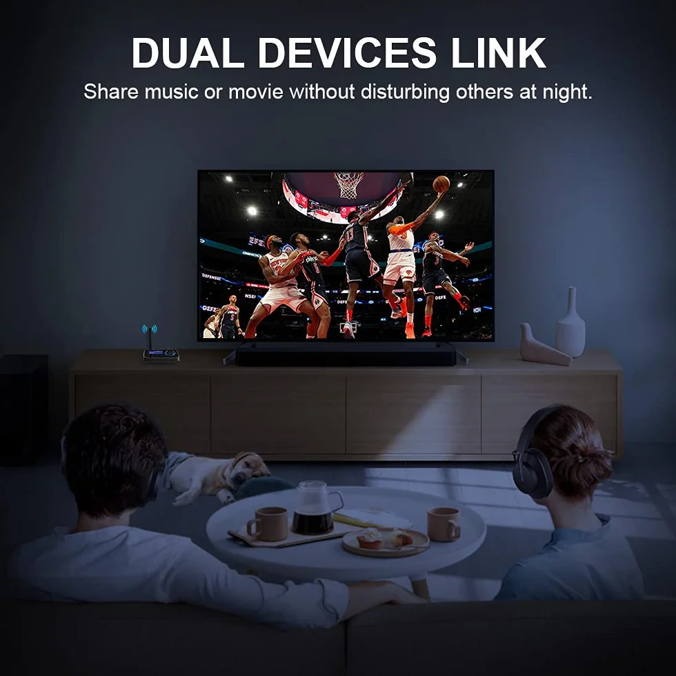 3 w 1 nadajnik Bluetooth 5.0, odbiornik na 2 słuchawki, Bluetooth, adapter audio, niska latencja, transmiter Bluetooth z przełącznikiem, regulacja głośności, AUX, optyczny, RCA do telewizora