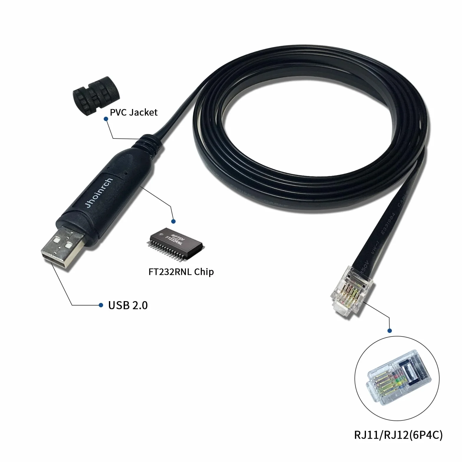 Adapter USB do RJ11/12 6P4C RS232 z chipem FT232R do APC PDU UPS