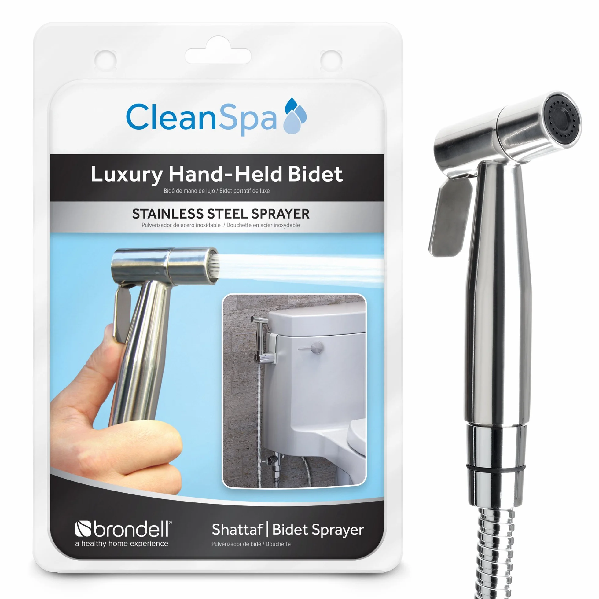 Brondell CSL-40 CleanSpa luksusowy ręczny opryskiwacz bidetu, srebrny