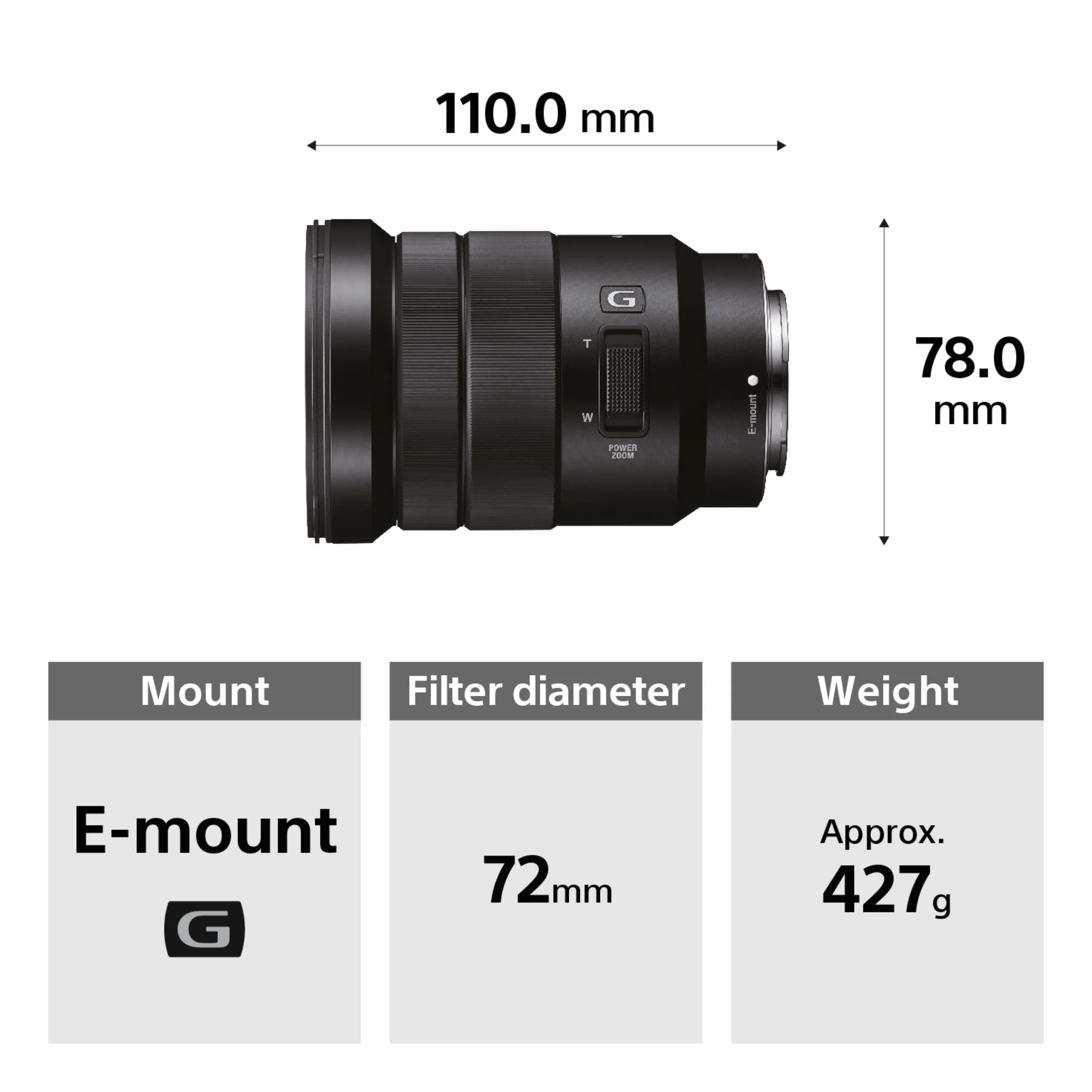 Sony E 18-105 mm f/4 G Power Zoom obiektyw APS-C E-Mount stała przysłona f/4 płynny zoom elektryczny fotografia wideo